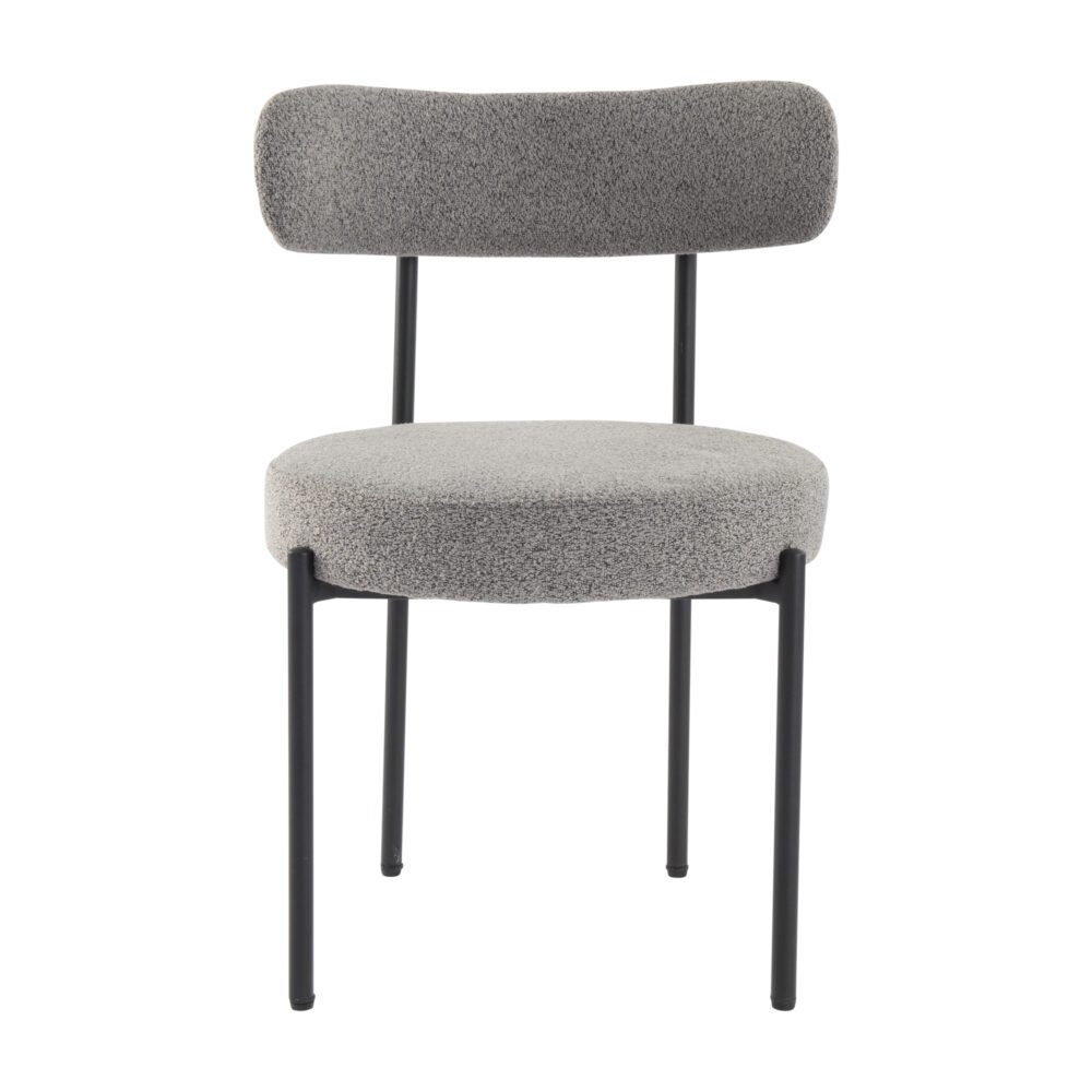 Mila Boucle Cushioned Dining Chair with Steel Frame - Slate Grey - Furniture > Dining > Kitchen & Dining Chairs - Rivercity House & Home Co. (ABN 18 642 972 209) - Affordable Modern Furniture Australia