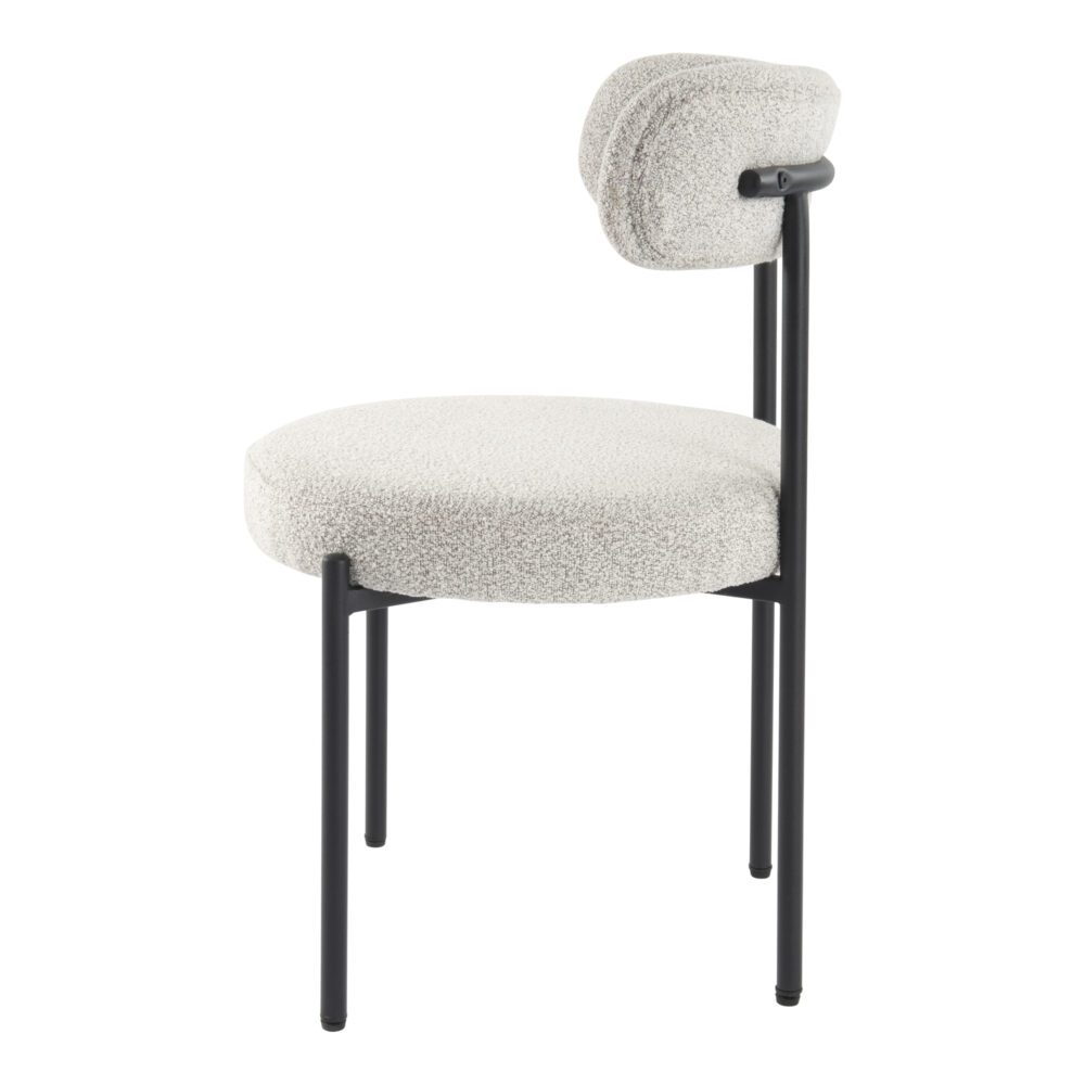 Mila Boucle Cushioned Dining Chair with Steel Frame - White Quartz - Furniture > Dining > Kitchen & Dining Chairs - Rivercity House & Home Co. (ABN 18 642 972 209) - Affordable Modern Furniture Australia