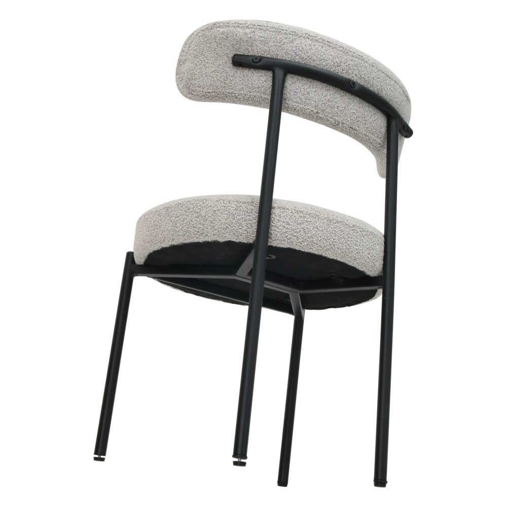 Mila Boucle Cushioned Dining Chair with Steel Frame - White Quartz - Furniture > Dining > Kitchen & Dining Chairs - Rivercity House & Home Co. (ABN 18 642 972 209) - Affordable Modern Furniture Australia