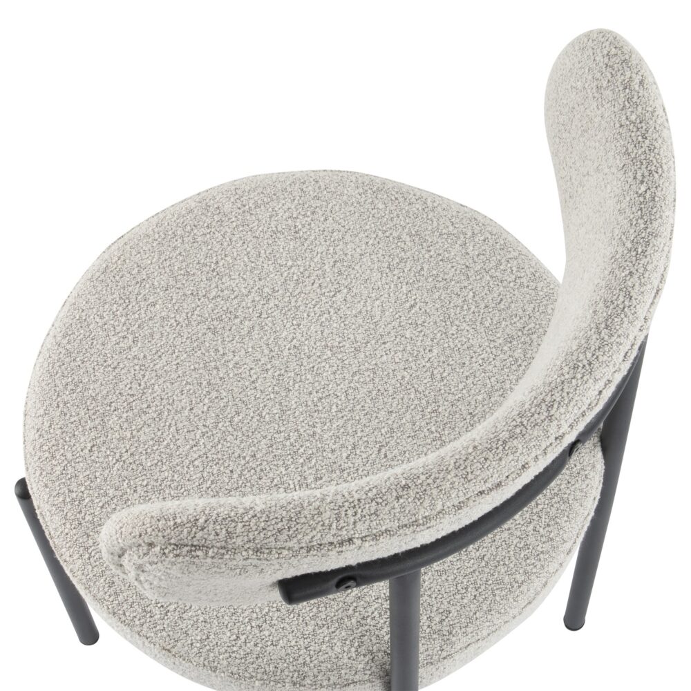 Mila Boucle Cushioned Dining Chair with Steel Frame - White Quartz - Furniture > Dining > Kitchen & Dining Chairs - Rivercity House & Home Co. (ABN 18 642 972 209) - Affordable Modern Furniture Australia