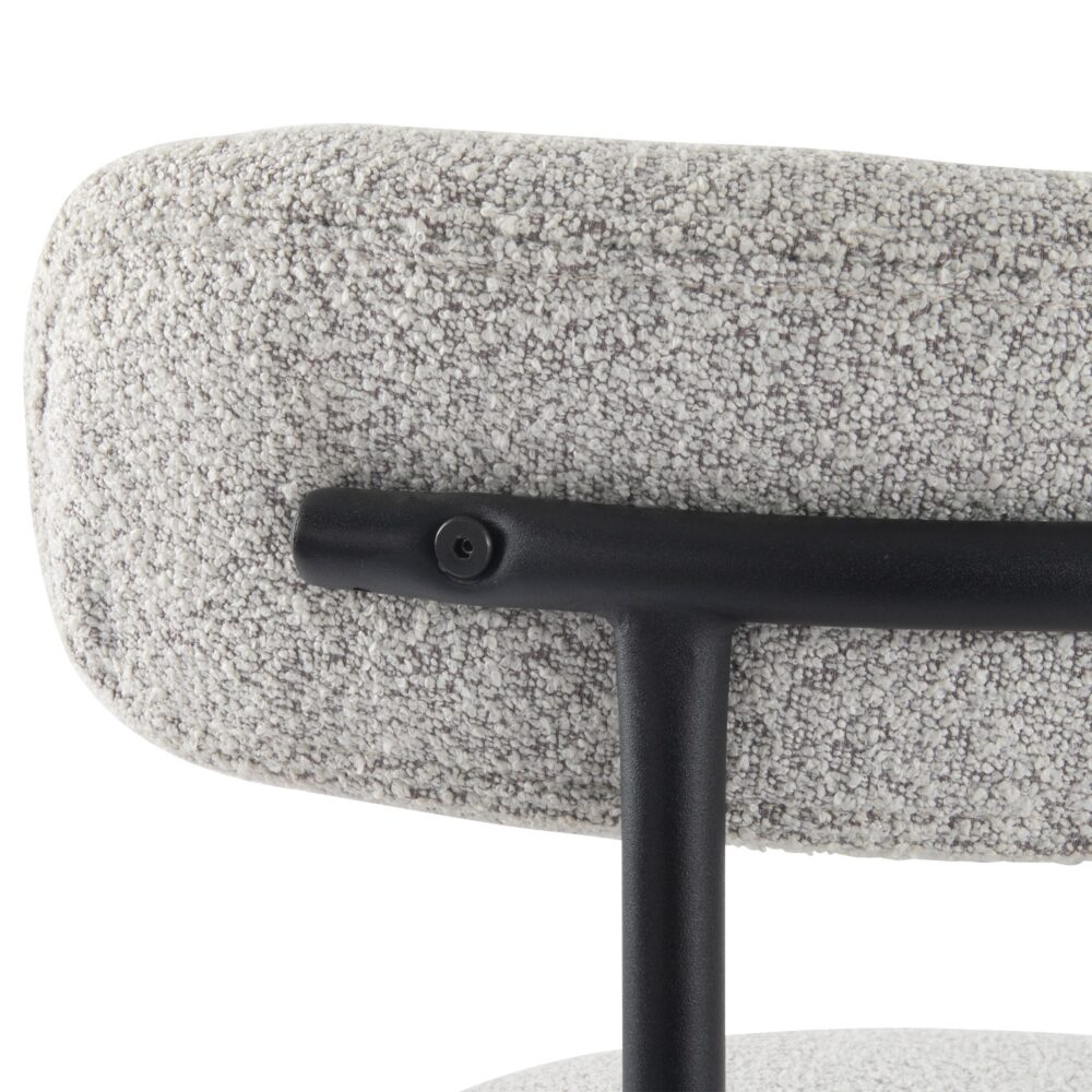 Mila Boucle Cushioned Dining Chair with Steel Frame - White Quartz - Furniture > Dining > Kitchen & Dining Chairs - Rivercity House & Home Co. (ABN 18 642 972 209) - Affordable Modern Furniture Australia