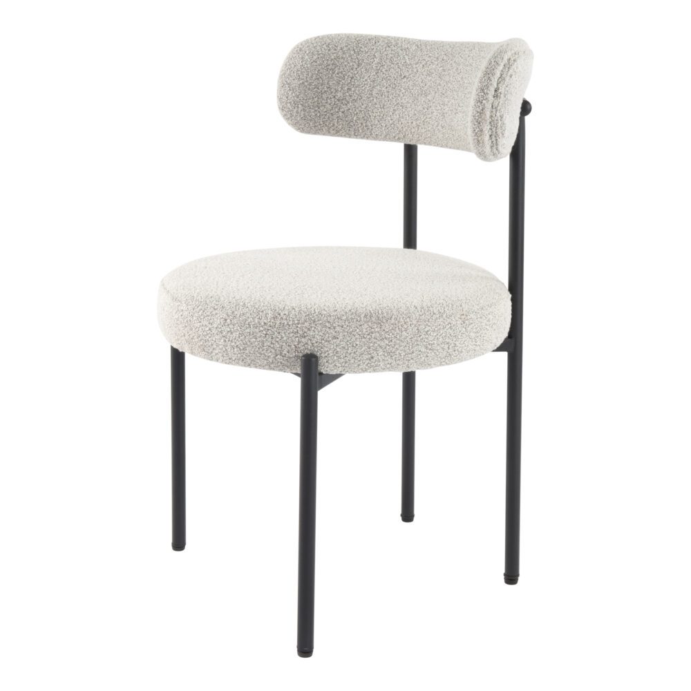 Mila Boucle Cushioned Dining Chair with Steel Frame - White Quartz - Furniture > Dining > Kitchen & Dining Chairs - Rivercity House & Home Co. (ABN 18 642 972 209) - Affordable Modern Furniture Australia