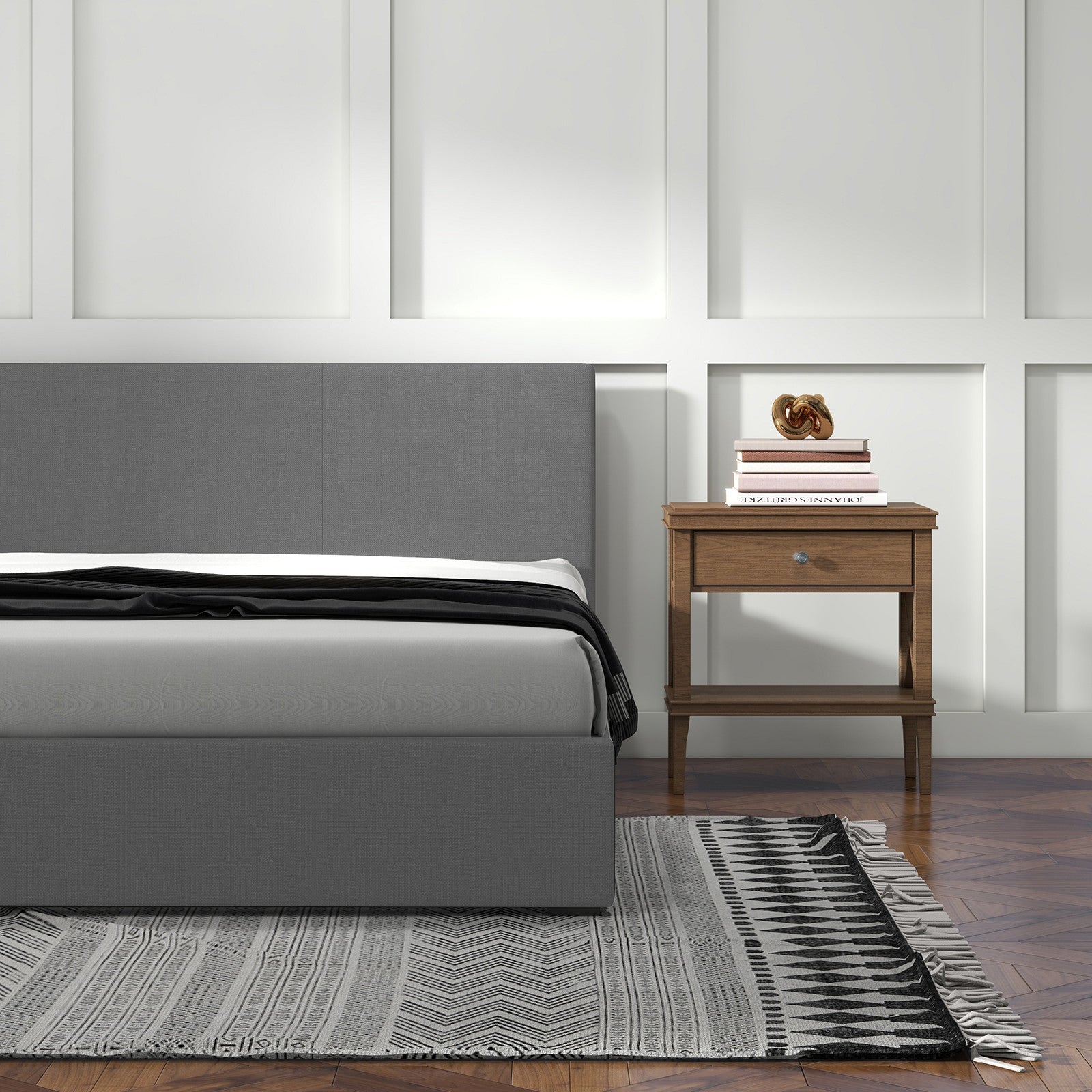 Milano Sienna Single Bed Frame with Headboard Model 2 - Grey No.28 - Rivercity House & Home Co. (ABN 18 642 972 209) - Affordable Modern Furniture Australia