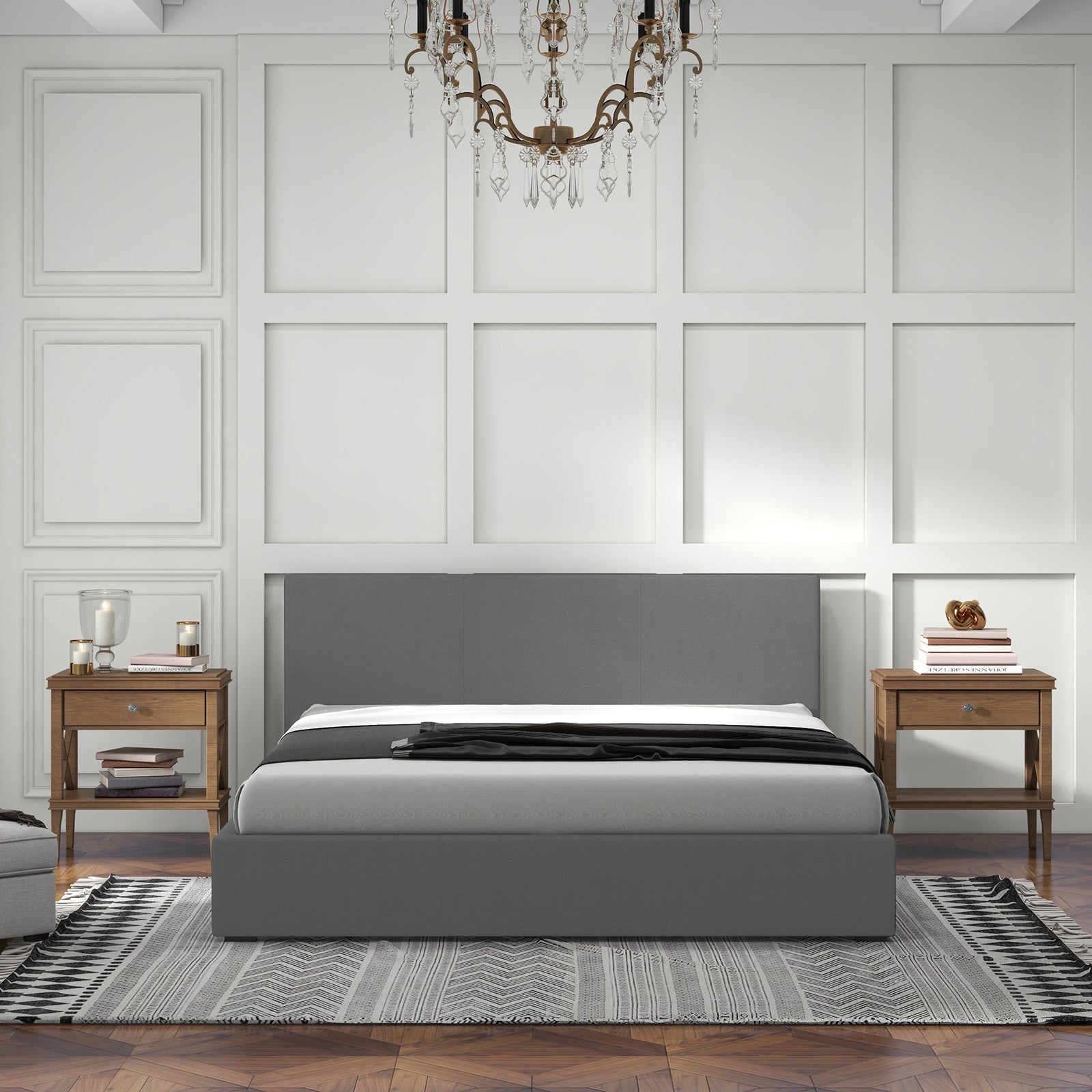 Milano Sienna Single Bed Frame with Headboard Model 2 - Grey No.28 - Rivercity House & Home Co. (ABN 18 642 972 209) - Affordable Modern Furniture Australia