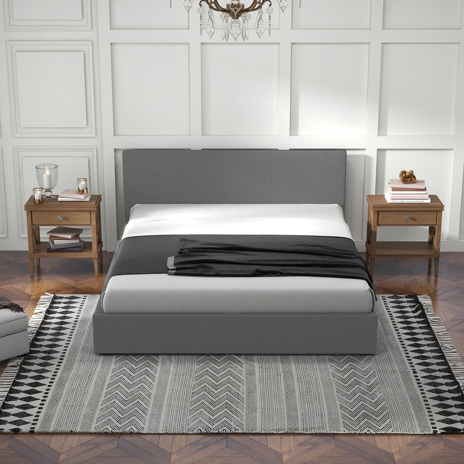Milano Sienna Single Bed Frame with Headboard Model 2 - Grey No.28 - Rivercity House & Home Co. (ABN 18 642 972 209) - Affordable Modern Furniture Australia