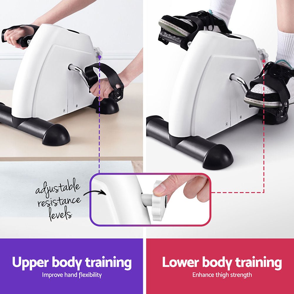Mini Pedal Exerciser Under Desk Cross Trainer Bike - White - Sports & Fitness > Exercise, Gym & Fitness > Exercise Bikes - Rivercity House & Home Co. (ABN 18 642 972 209) - Affordable Modern Furniture Australia