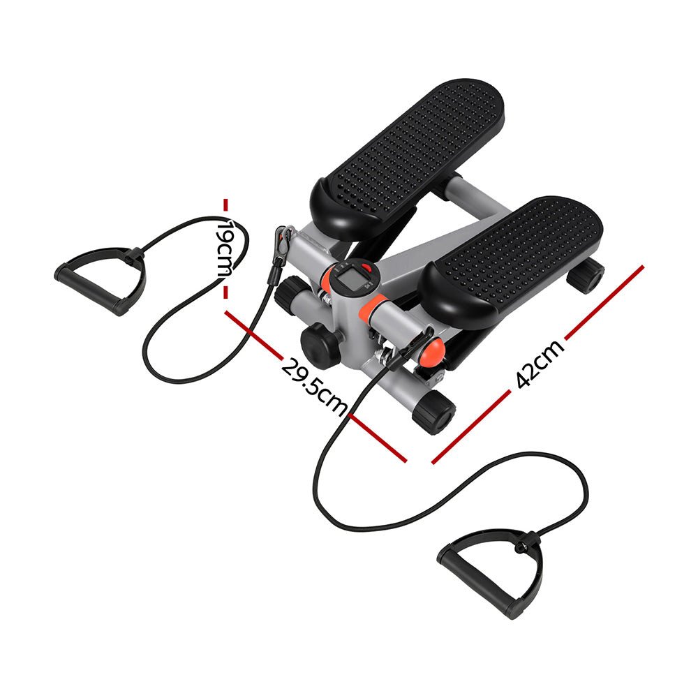Mini Stepper with Resistance Ropes for Home Aerobic Exercise - Grey - Sports & Fitness > Exercise, Gym & Fitness > Gym & Training Step - Rivercity House & Home Co. (ABN 18 642 972 209) - Affordable Modern Furniture Australia