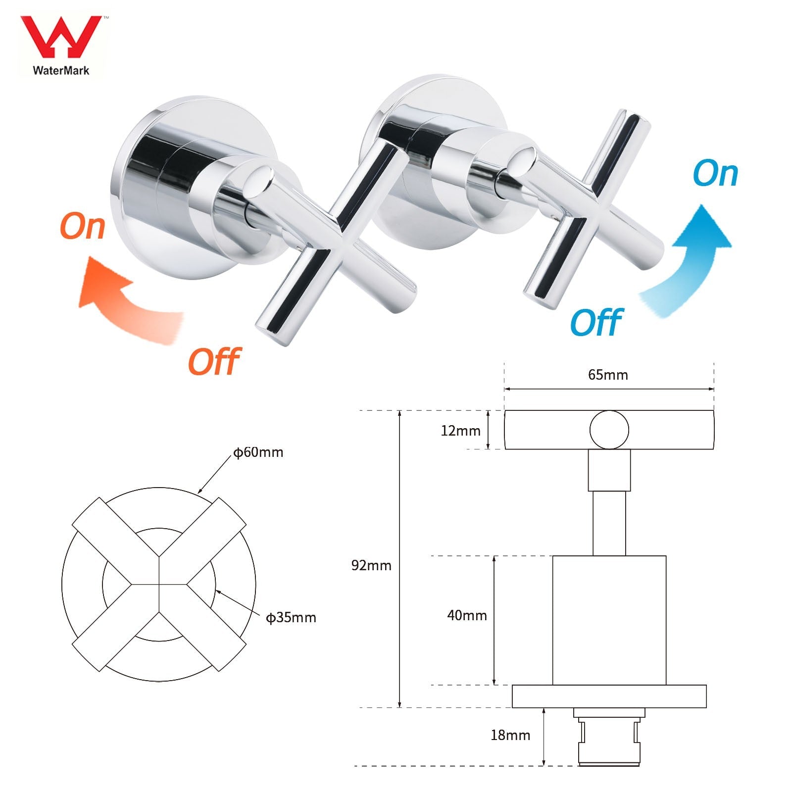 Mirror Chrome 1/4 Turn Twin Taps Hot Cold Water Control Mixer For Bath Spout Set - Furniture > Bathroom > Shower Heads & Screens - Rivercity House & Home Co. (ABN 18 642 972 209) - Affordable Modern Furniture Australia