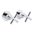 Mirror Chrome 1/4 Turn Twin Taps Hot Cold Water Mixer for Bath Spout Set - Chrome