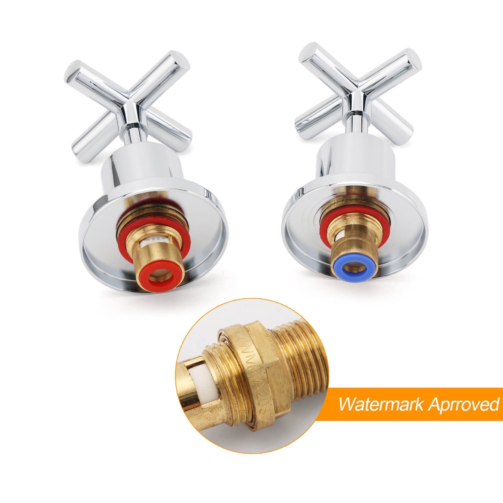 Mirror Chrome 1/4 Turn Twin Taps Hot Cold Water Control Mixer For Bath Spout Set - Furniture > Bathroom > Shower Heads & Screens - Rivercity House & Home Co. (ABN 18 642 972 209) - Affordable Modern Furniture Australia