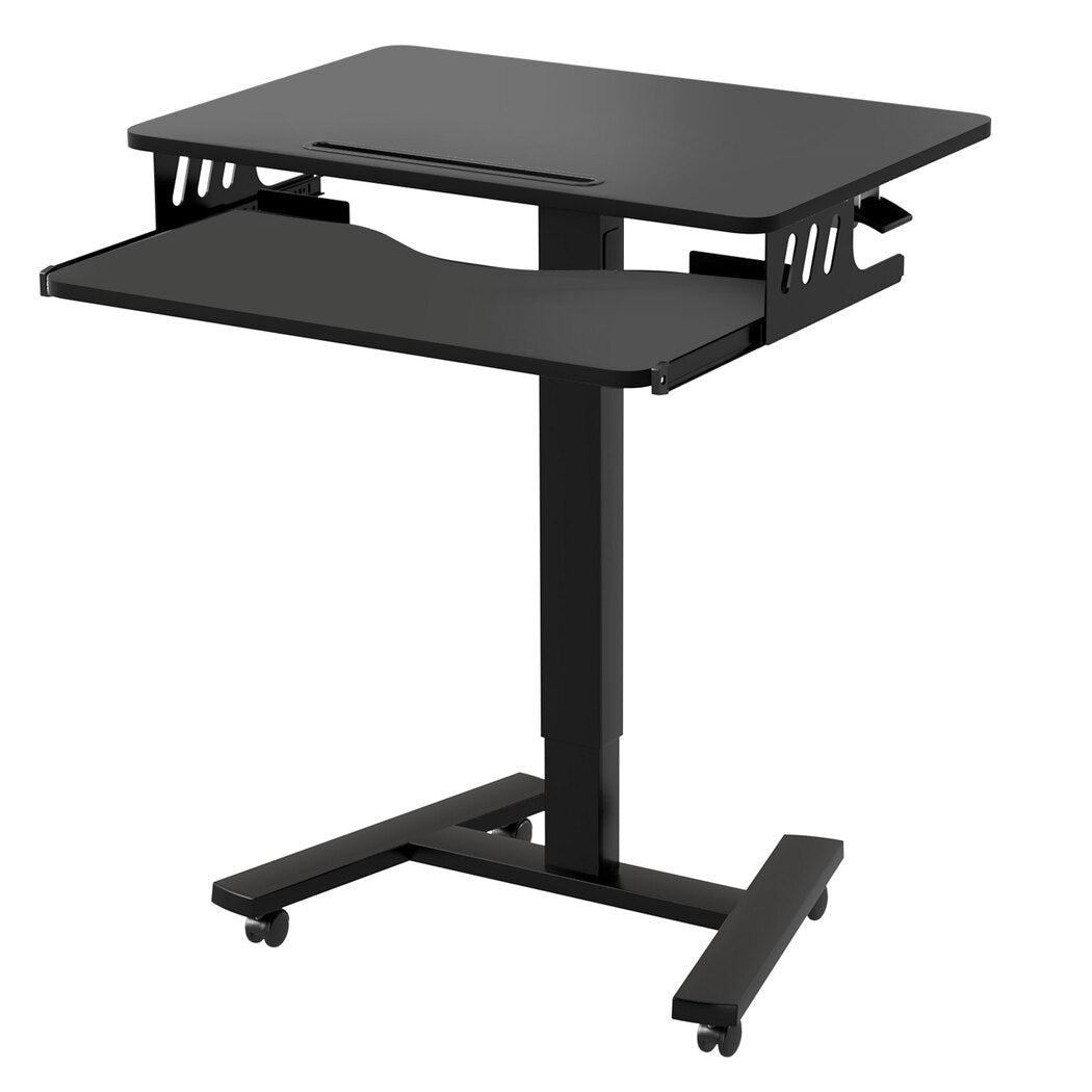 Mobile Adjustable Height Standing Desk with Keyboard Tray and Wheels - Black - Rivercity House & Home Co. (ABN 18 642 972 209) - Affordable Modern Furniture Australia