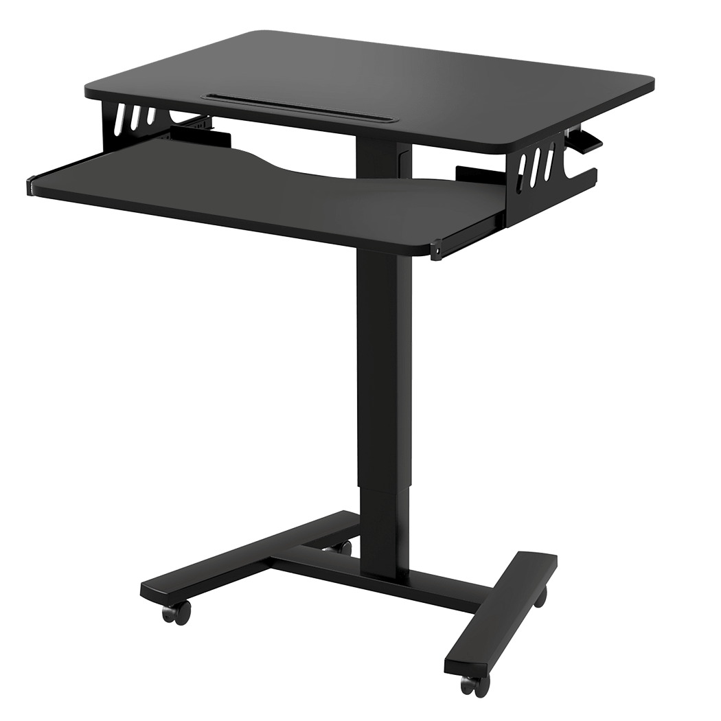 Mobile Adjustable Height Standing Desk with Keyboard Tray and Wheels - Black - Rivercity House & Home Co. (ABN 18 642 972 209) - Affordable Modern Furniture Australia