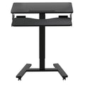 Mobile Adjustable Height Standing Desk with Keyboard Tray and Wheels - Black
