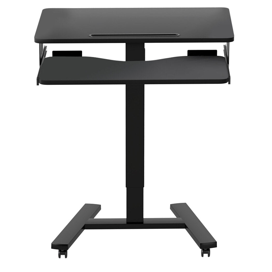 Mobile Adjustable Height Standing Desk with Keyboard Tray and Wheels - Black - Rivercity House & Home Co. (ABN 18 642 972 209) - Affordable Modern Furniture Australia
