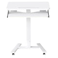 Mobile Adjustable Height Standing Desk with Keyboard Tray and Wheels - White