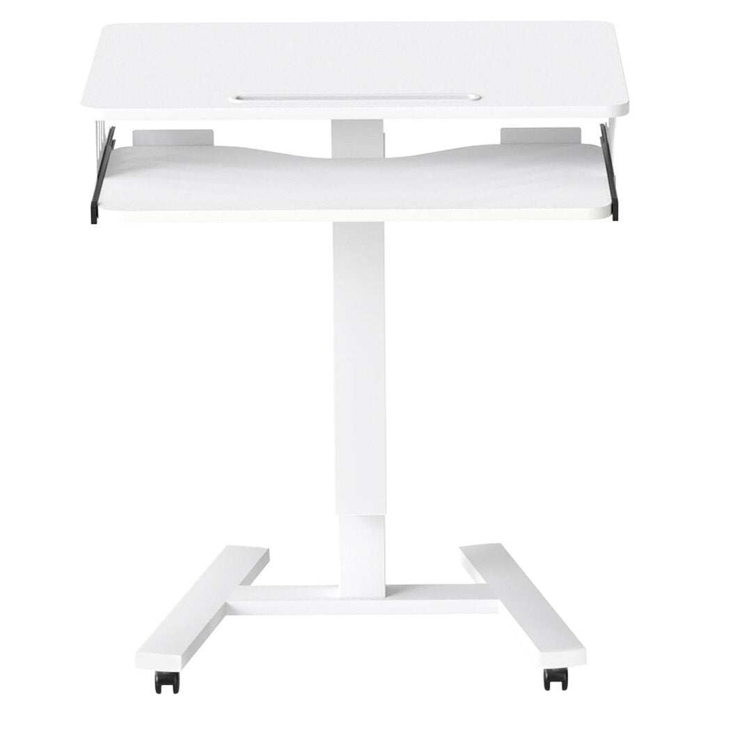 Mobile Adjustable Height Standing Desk with Keyboard Tray and Wheels - White - Rivercity House & Home Co. (ABN 18 642 972 209) - Affordable Modern Furniture Australia
