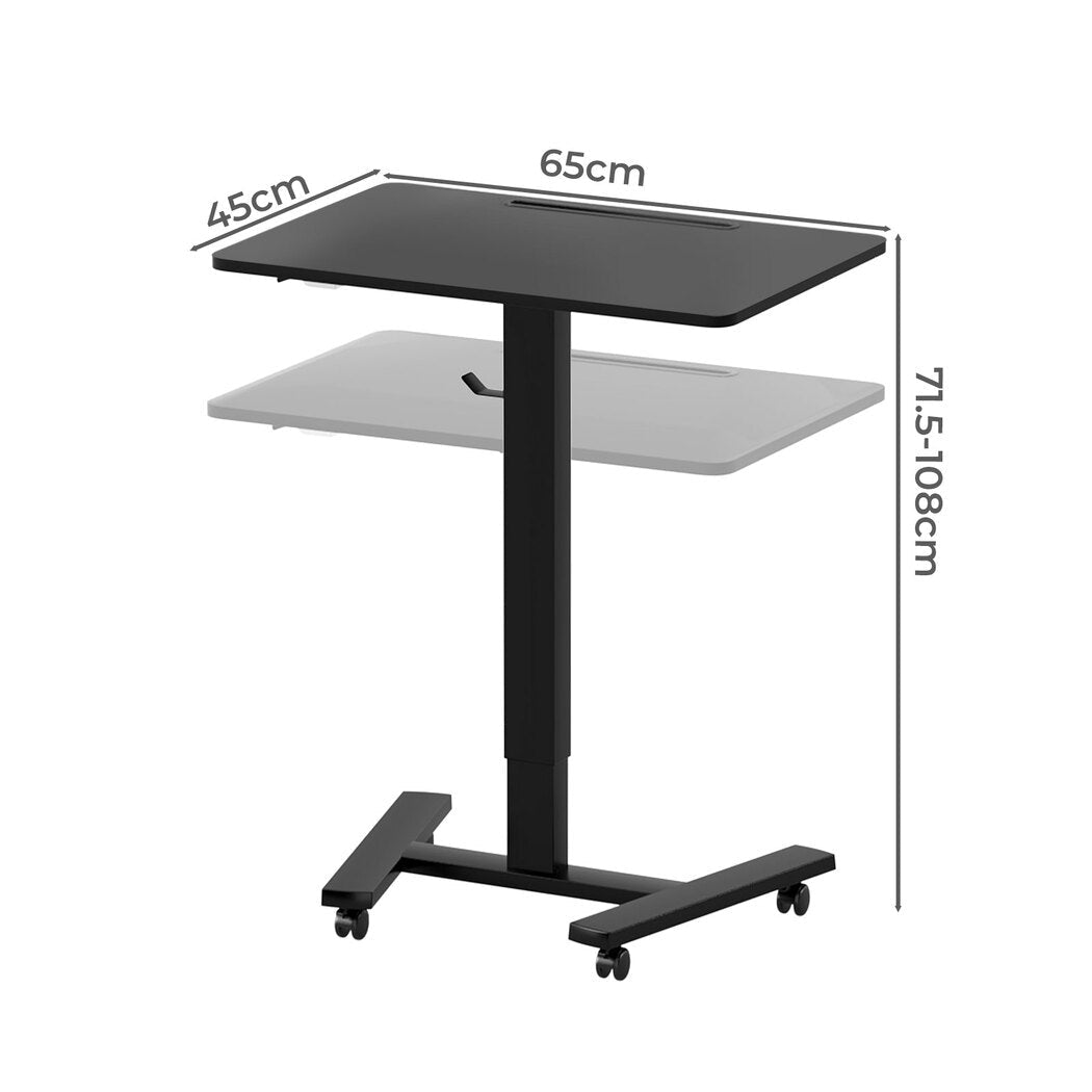 Mobile Adjustable Height Standing Desk with Wheels and Lock - Black - Rivercity House & Home Co. (ABN 18 642 972 209) - Affordable Modern Furniture Australia