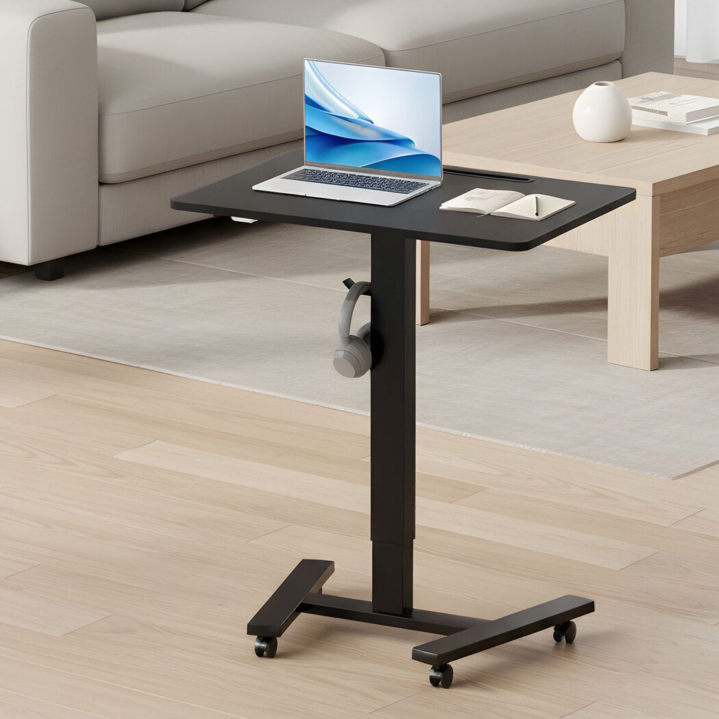 Mobile Adjustable Height Standing Desk with Wheels and Lock - Black - Rivercity House & Home Co. (ABN 18 642 972 209) - Affordable Modern Furniture Australia