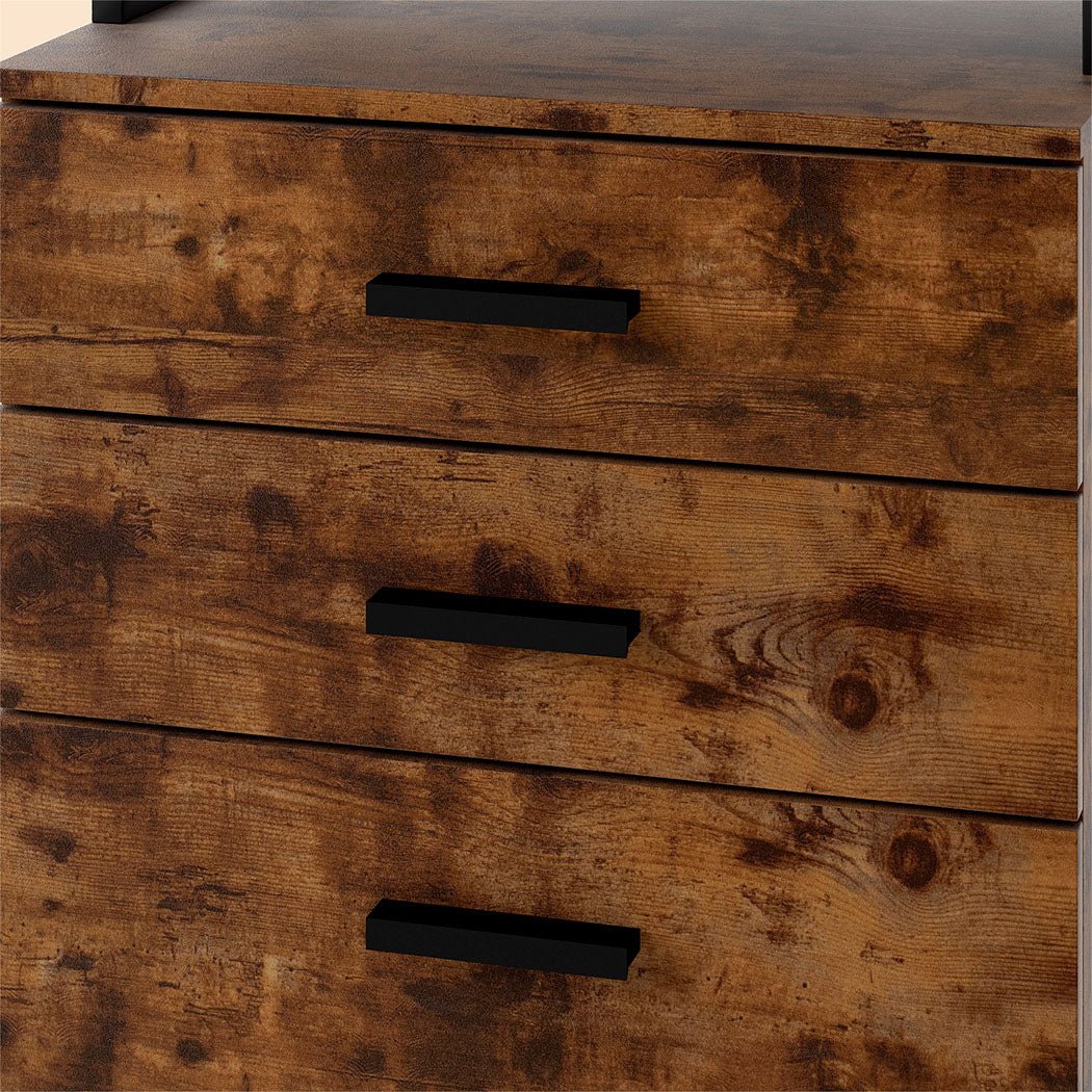 Mobile File Cabinet 2 Drawers with Open Shelf Under Desk - Walnut - Rivercity House & Home Co. (ABN 18 642 972 209) - Affordable Modern Furniture Australia