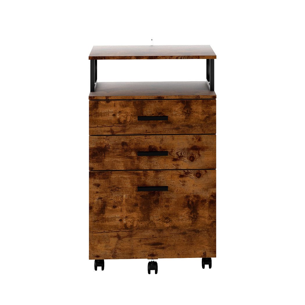 Mobile File Cabinet 2 Drawers with Open Shelf Under Desk - Walnut - Rivercity House & Home Co. (ABN 18 642 972 209) - Affordable Modern Furniture Australia