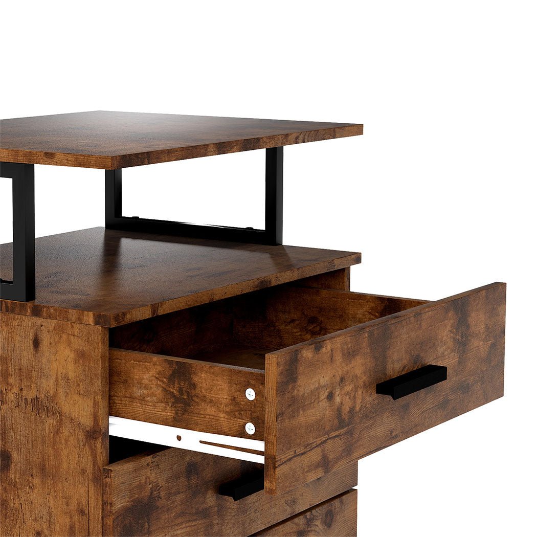 Mobile File Cabinet 2 Drawers with Open Shelf Under Desk - Walnut - Rivercity House & Home Co. (ABN 18 642 972 209) - Affordable Modern Furniture Australia