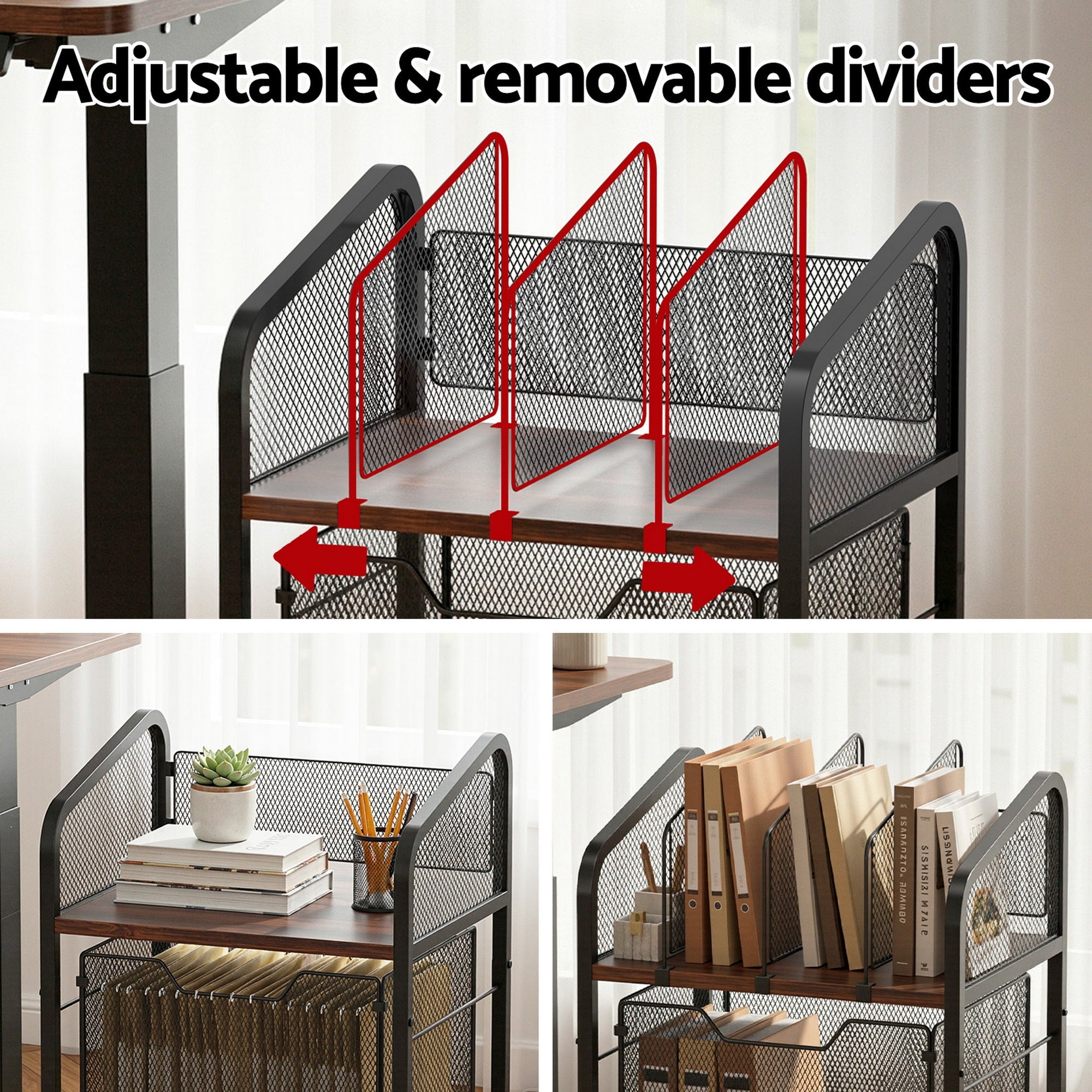 Mobile File Cabinet Rolling with Locking Wheels Wood Top Compact Storage Organiser Black - Furniture > Office > Storage Cabinets - Rivercity House & Home Co. (ABN 18 642 972 209) - Affordable Modern Furniture Australia