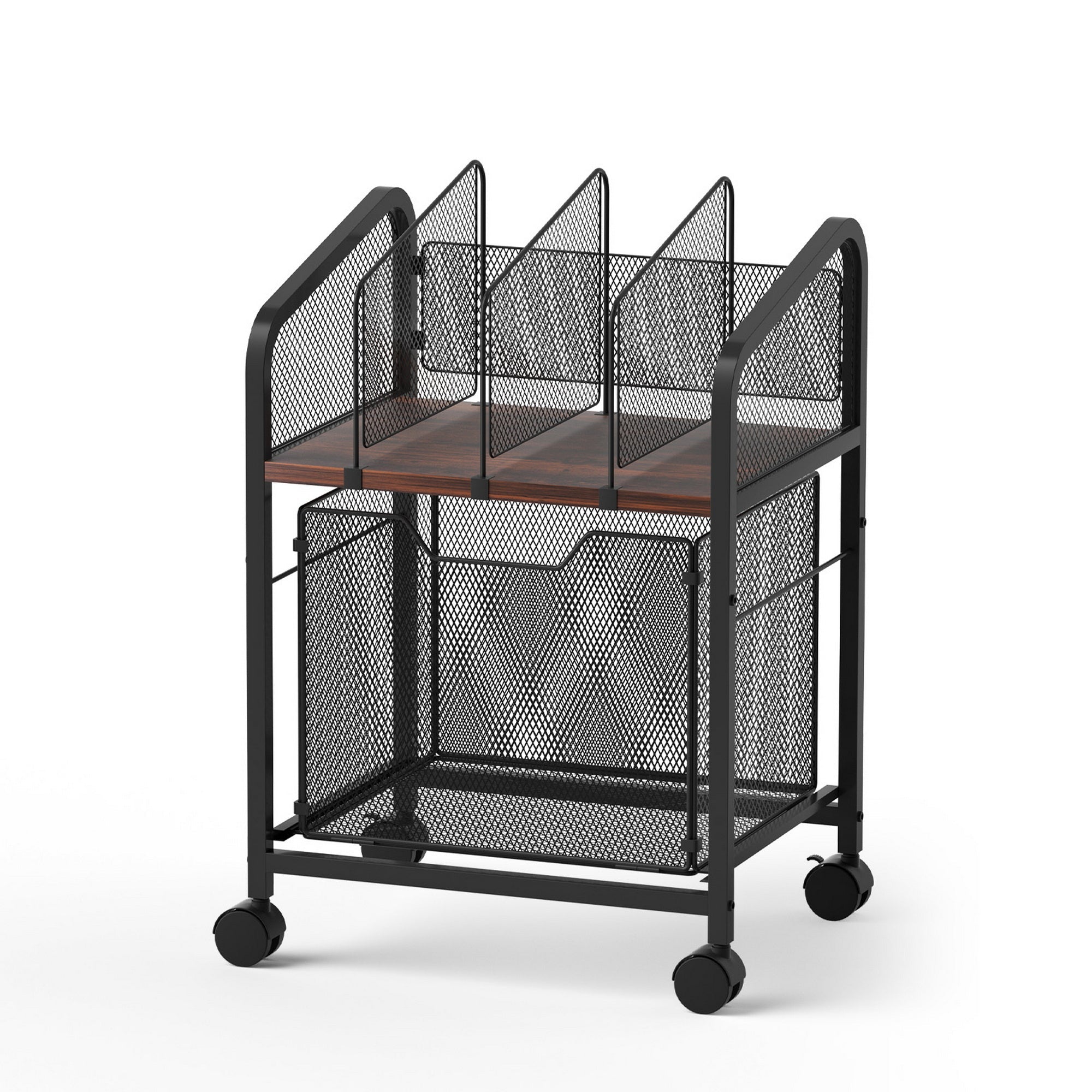 Mobile File Cabinet Rolling with Locking Wheels Wood Top Compact Storage Organiser Black - Furniture > Office > Storage Cabinets - Rivercity House & Home Co. (ABN 18 642 972 209) - Affordable Modern Furniture Australia