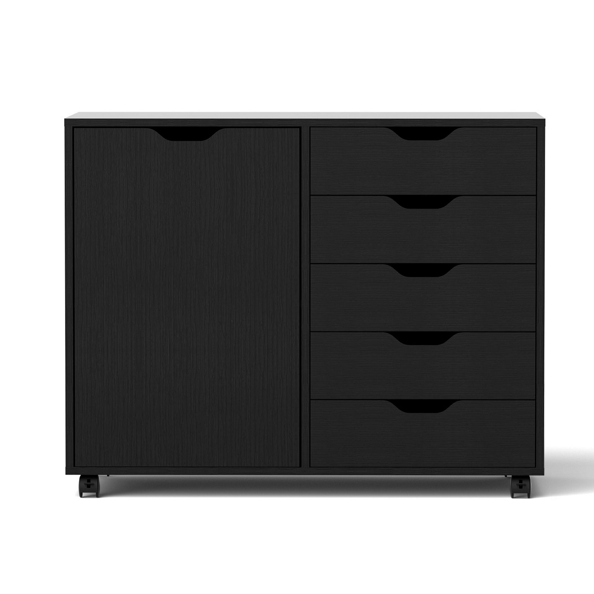 Mobile Filing Cabinet 5 Drawer with Door Modern Storage Cabinet Printer Stand - Furniture > Office > Storage Cabinets - Rivercity House & Home Co. (ABN 18 642 972 209) - Affordable Modern Furniture Australia