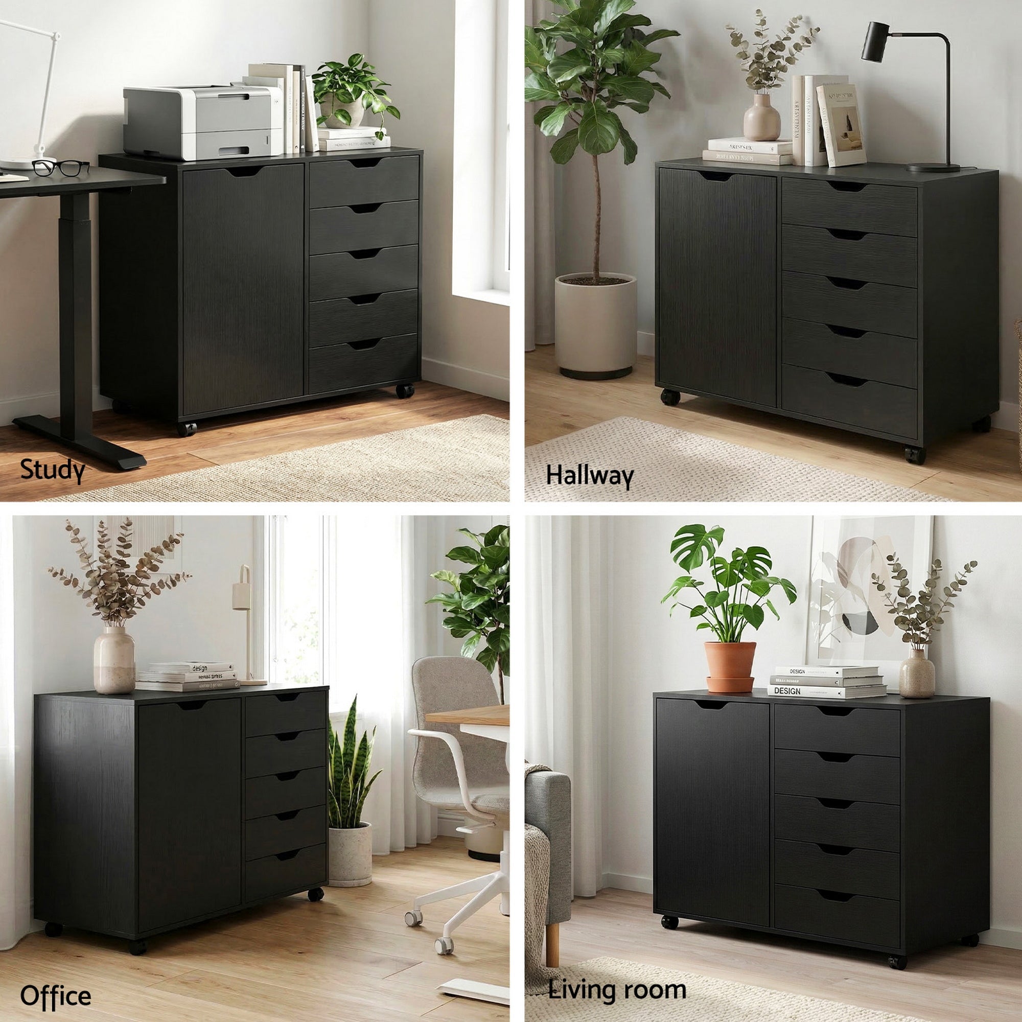 Mobile Filing Cabinet 5 Drawer with Door Modern Storage Cabinet Printer Stand - Furniture > Office > Storage Cabinets - Rivercity House & Home Co. (ABN 18 642 972 209) - Affordable Modern Furniture Australia