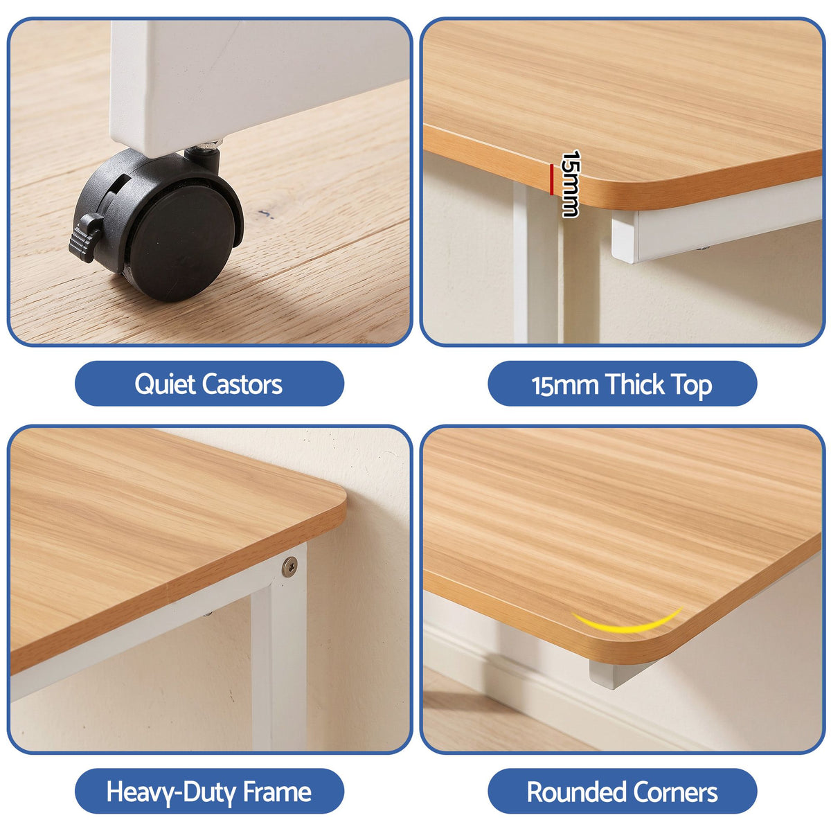 Mobile Laptop Desk Set 2-in-1 C-Shaped Nesting Table - Oak - Furniture > Office > Desks - Rivercity House & Home Co. (ABN 18 642 972 209) - Affordable Modern Furniture Australia