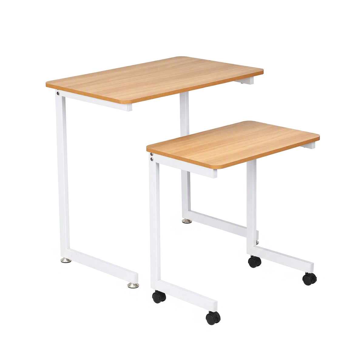 Mobile Laptop Desk Set 2-in-1 C-Shaped Nesting Table - Oak - Furniture > Office > Desks - Rivercity House & Home Co. (ABN 18 642 972 209) - Affordable Modern Furniture Australia