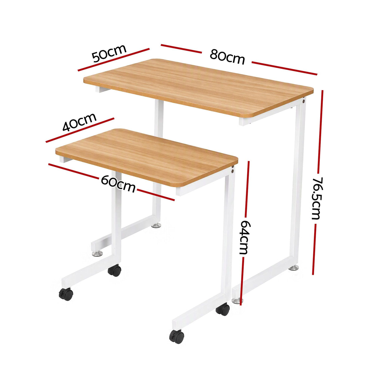 Mobile Laptop Desk Set 2-in-1 C-Shaped Nesting Table - Oak - Furniture > Office > Desks - Rivercity House & Home Co. (ABN 18 642 972 209) - Affordable Modern Furniture Australia