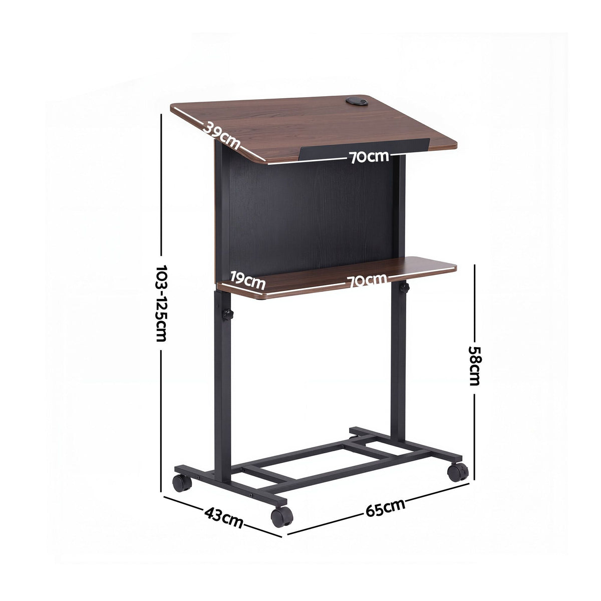 Mobile Lectern Podium Stand with Storage Shelf and Height Adjustable Laptop Desk - Black & Walnut - Furniture > Office > Desks - Rivercity House & Home Co. (ABN 18 642 972 209) - Affordable Modern Furniture Australia