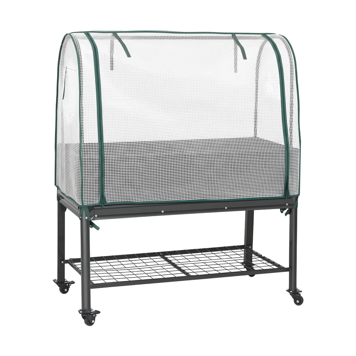 Mobile Raised Garden Bed with Greenhouse Cover and Storage Shelf for Tomatoes, Vegetables, Herbs - Charcoal - Home & Garden > Garden Beds > Garden Beds & Planters - Rivercity House & Home Co. (ABN 18 642 972 209) - Affordable Modern Furniture Australia
