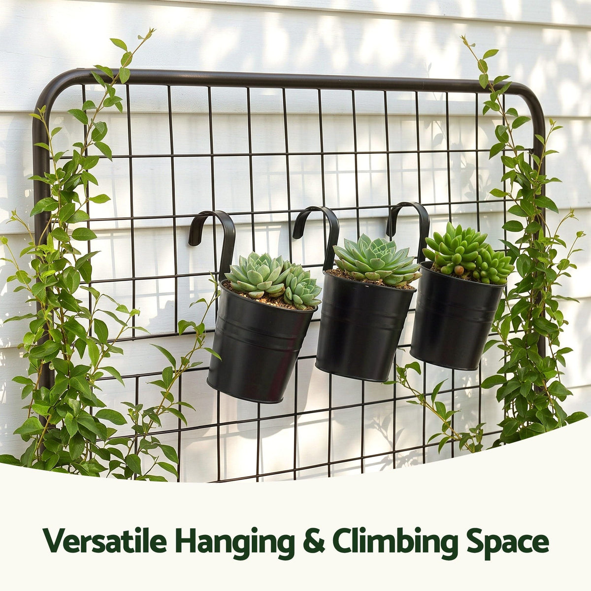 Mobile Raised Garden Bed with Trellis & Shelves - Dark Grey - Home & Garden > Garden Beds > Garden Beds & Planters - Rivercity House & Home Co. (ABN 18 642 972 209) - Affordable Modern Furniture Australia