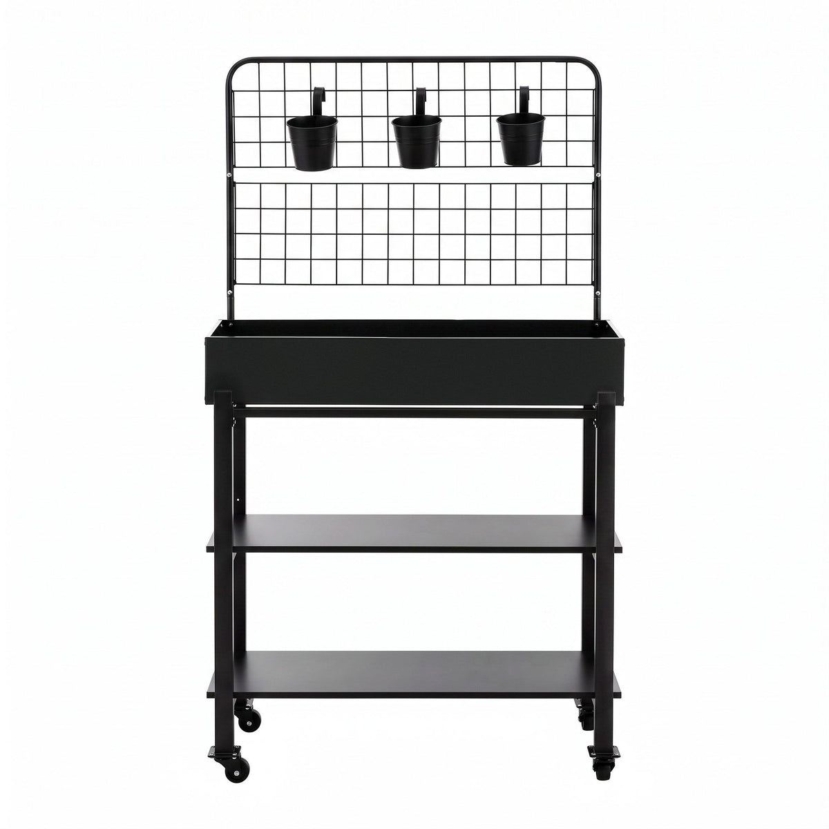 Mobile Raised Garden Bed with Trellis & Shelves - Dark Grey - Home & Garden > Garden Beds > Garden Beds & Planters - Rivercity House & Home Co. (ABN 18 642 972 209) - Affordable Modern Furniture Australia