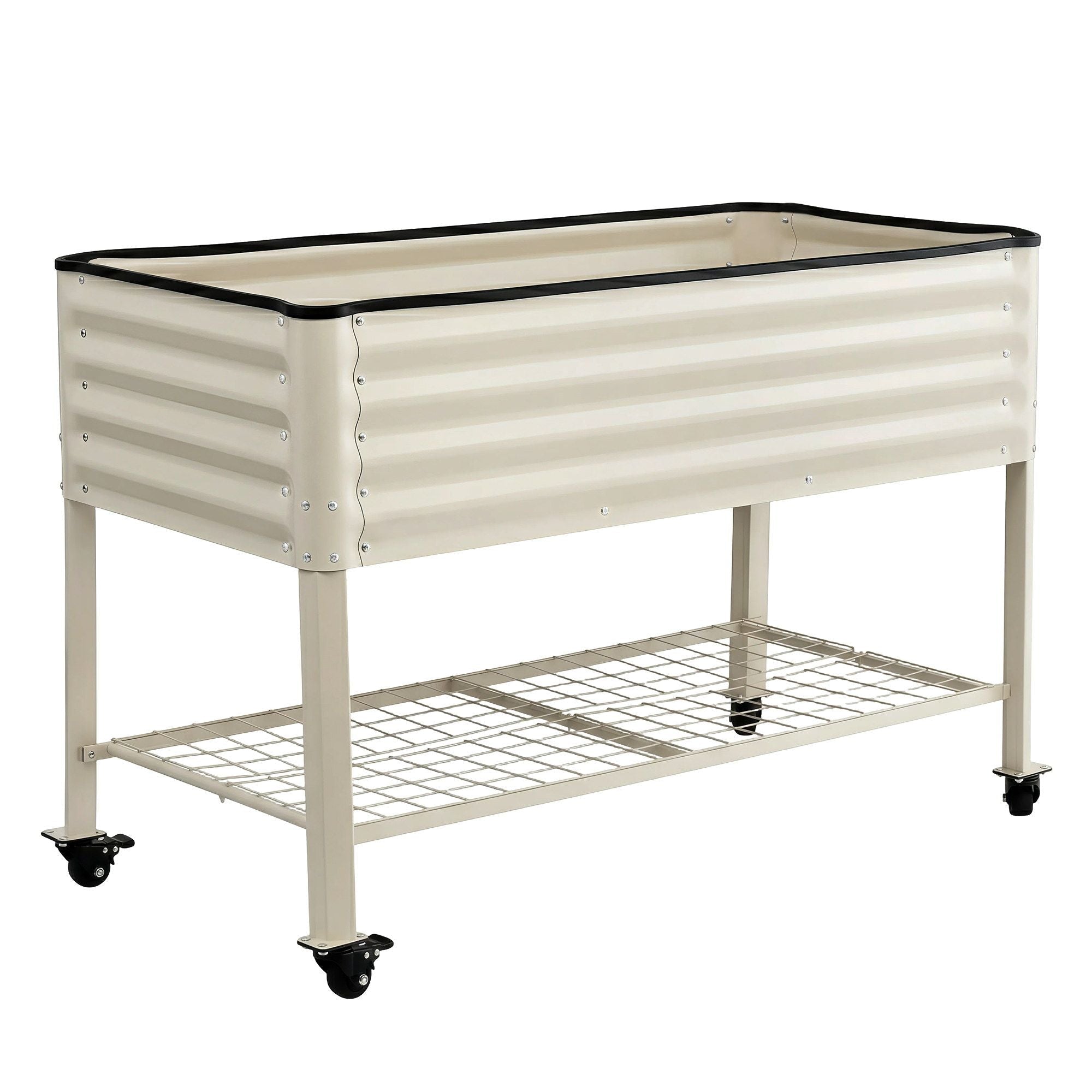 Mobile Raised Garden Bed With Wheels Storage Shelf 81cm Height for Vegetables Herb White - Home & Garden > Garden Beds > Garden Beds & Planters - Rivercity House & Home Co. (ABN 18 642 972 209) - Affordable Modern Furniture Australia