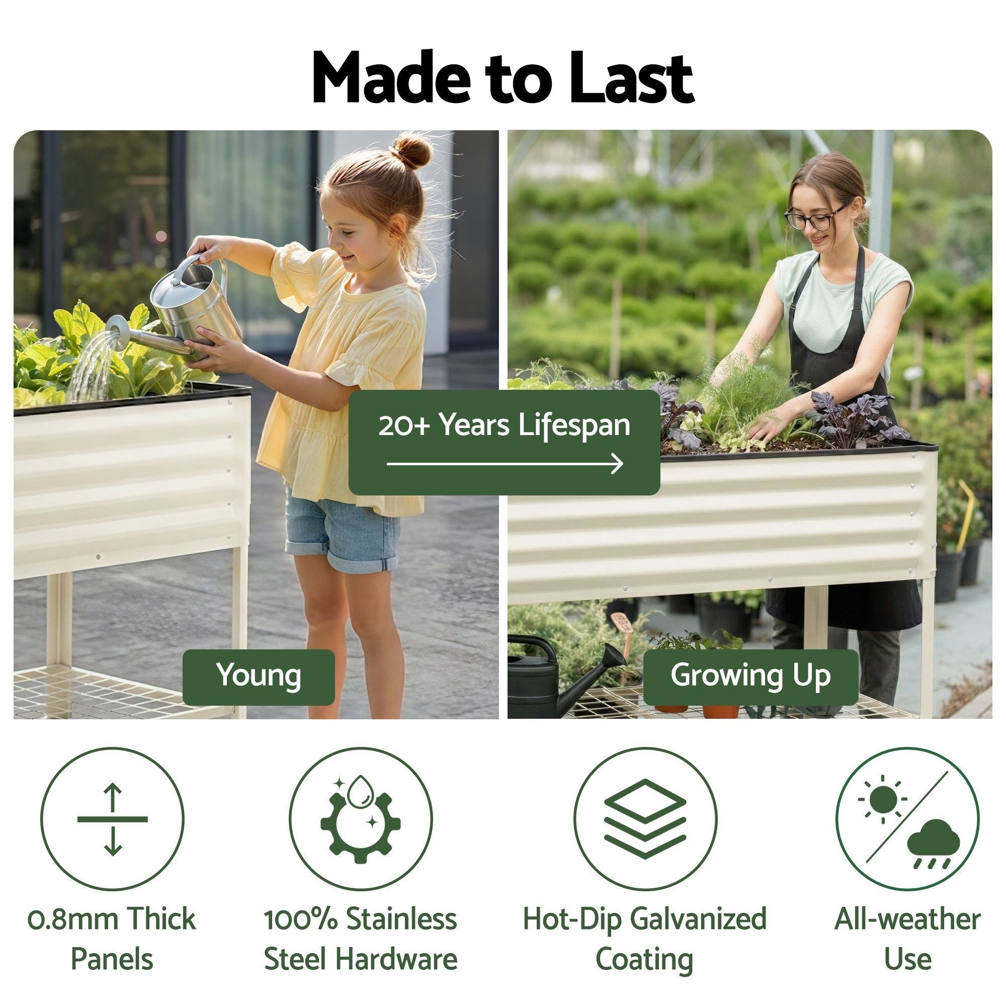 Mobile Raised Garden Bed With Wheels Storage Shelf 81cm Height for Vegetables Herb White - Home & Garden > Garden Beds > Garden Beds & Planters - Rivercity House & Home Co. (ABN 18 642 972 209) - Affordable Modern Furniture Australia