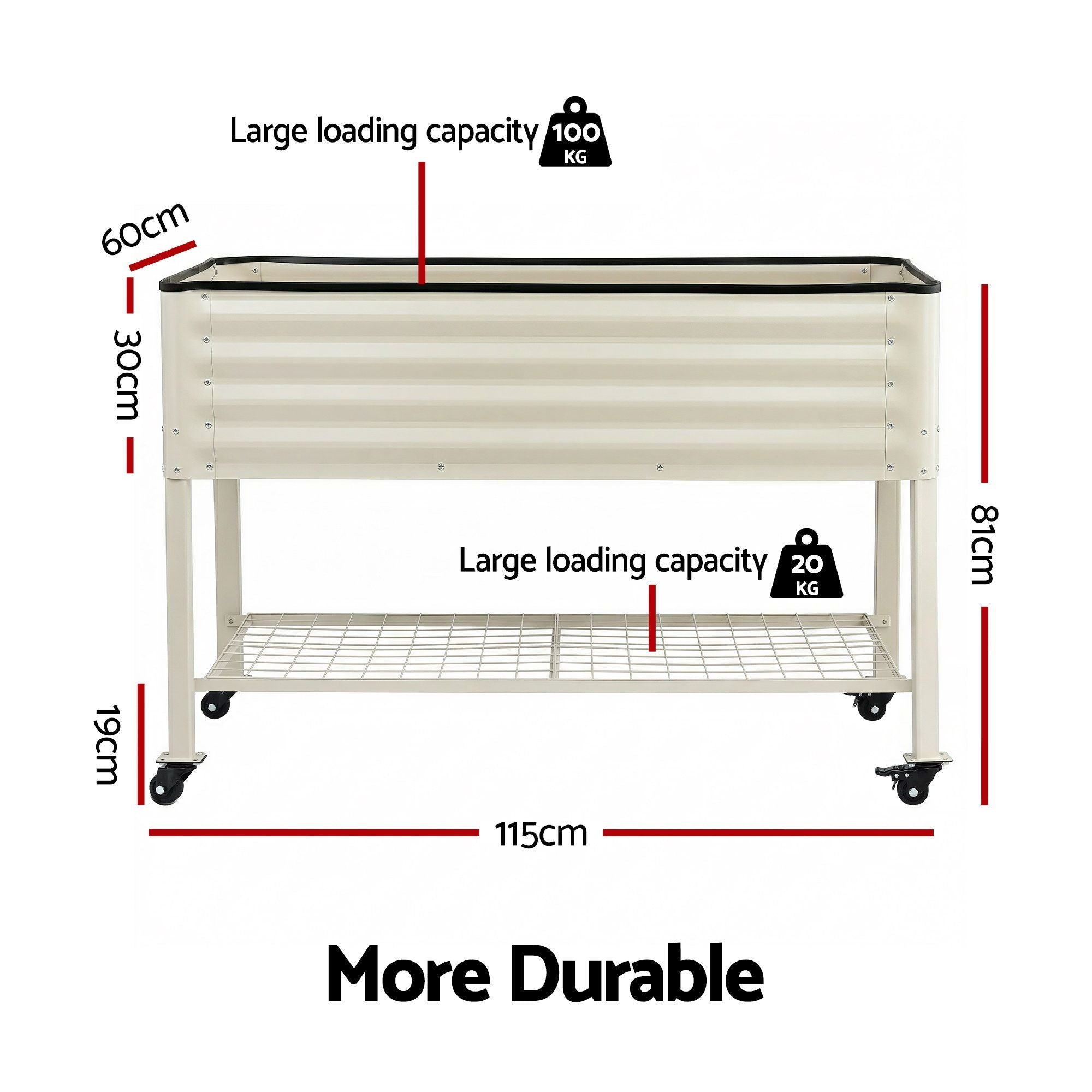Mobile Raised Garden Bed With Wheels Storage Shelf 81cm Height for Vegetables Herb White - Home & Garden > Garden Beds > Garden Beds & Planters - Rivercity House & Home Co. (ABN 18 642 972 209) - Affordable Modern Furniture Australia