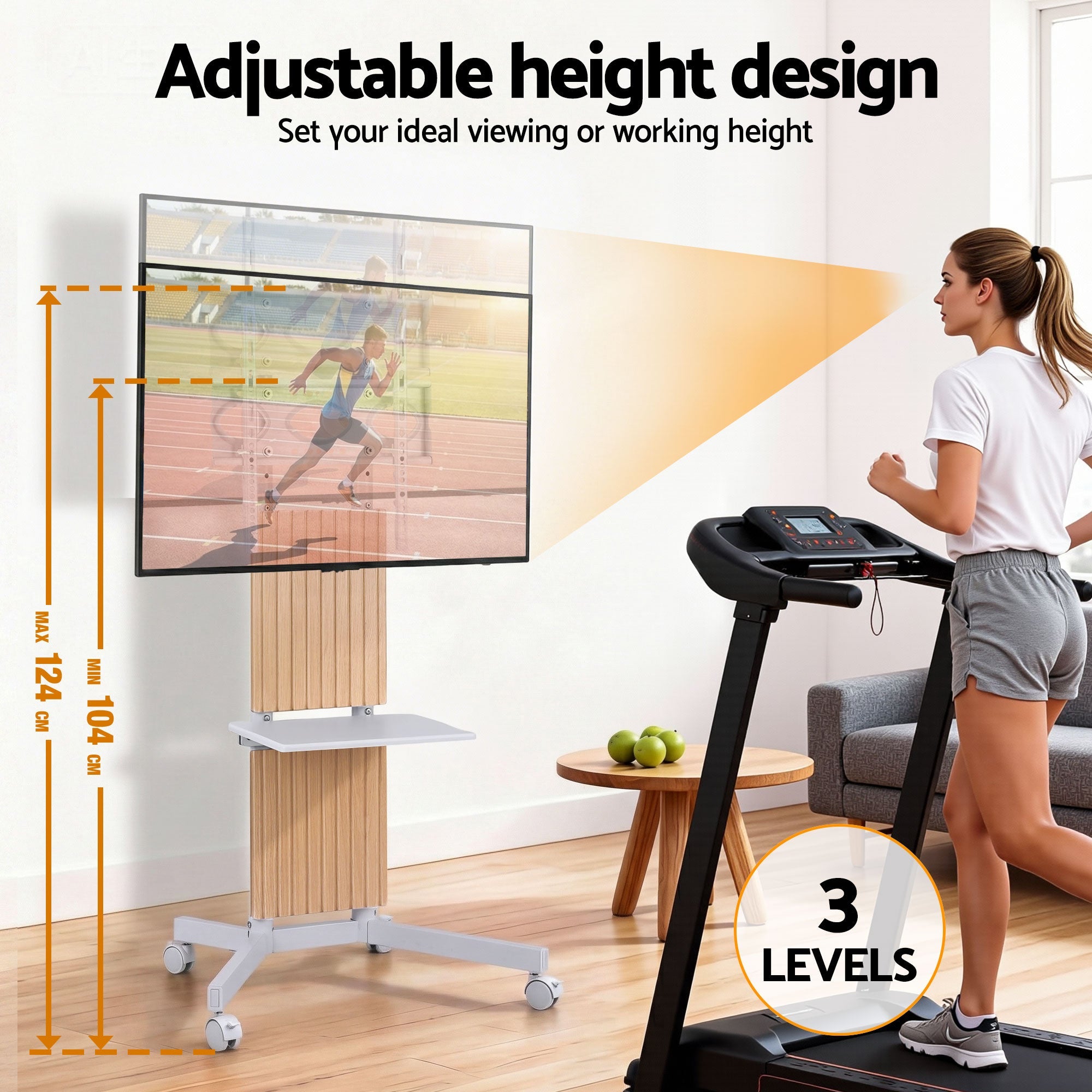 Mobile TV Floor Stand for 32 - 65" Mount Bracket Universal Adjustable Height with Wheels - Furniture > Living Room > TV Units - Rivercity House & Home Co. (ABN 18 642 972 209) - Affordable Modern Furniture Australia