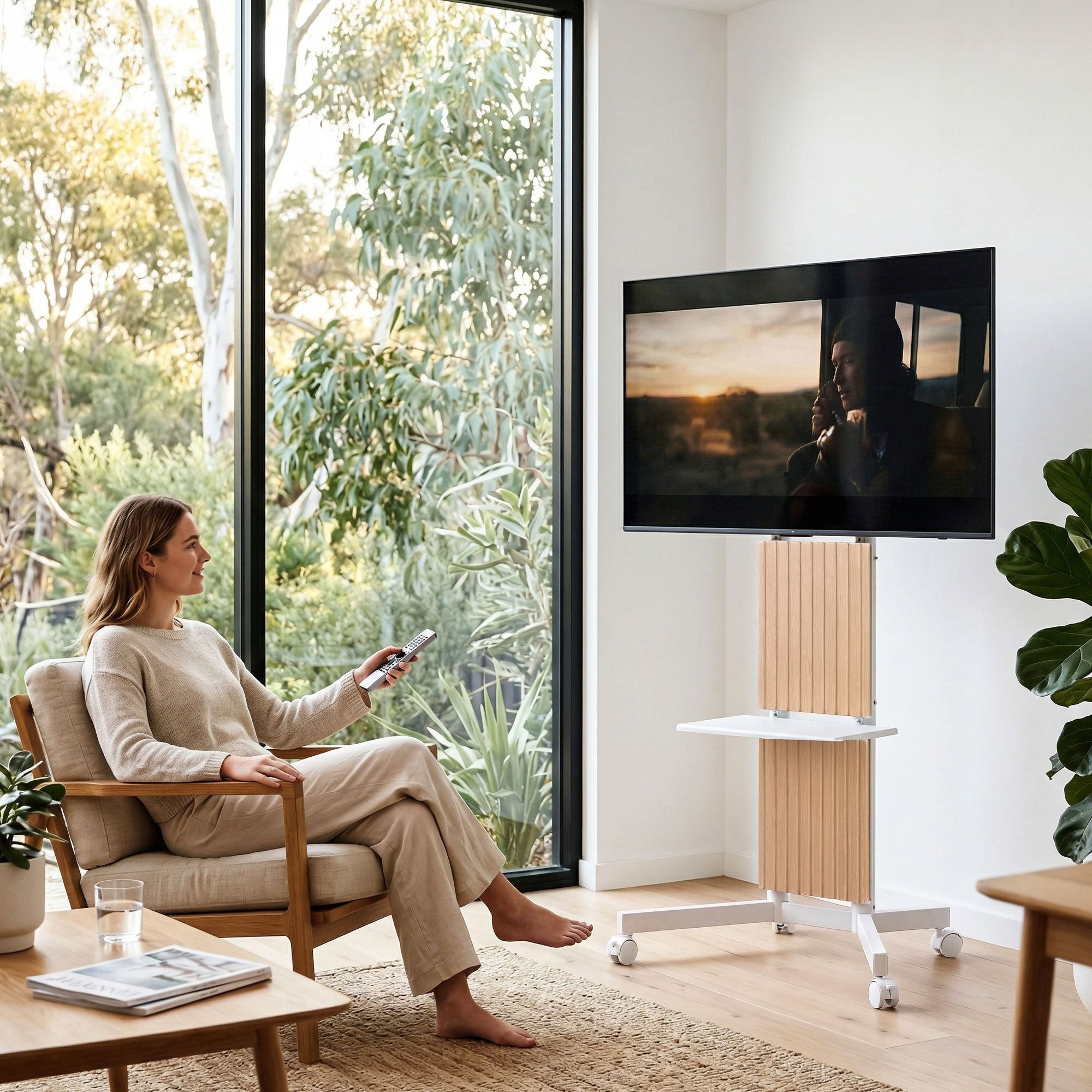 Mobile TV Floor Stand for 32 - 65" Mount Bracket Universal Adjustable Height with Wheels - Furniture > Living Room > TV Units - Rivercity House & Home Co. (ABN 18 642 972 209) - Affordable Modern Furniture Australia