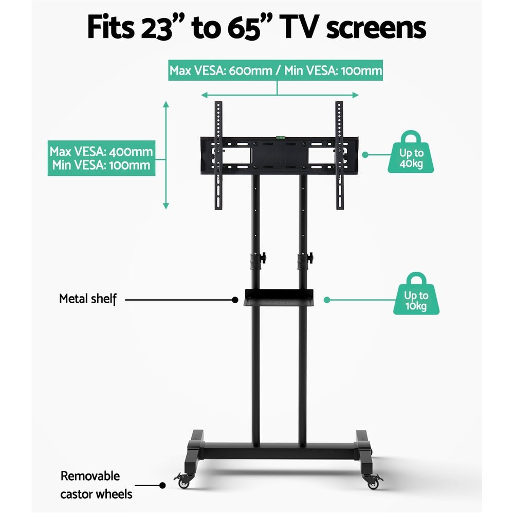 Mobile TV Stand for 23" - 65" TVs Mount Bracket Portable Solid Trolley Cart - Furniture > Living Room > TV Units - Rivercity House & Home Co. (ABN 18 642 972 209) - Affordable Modern Furniture Australia