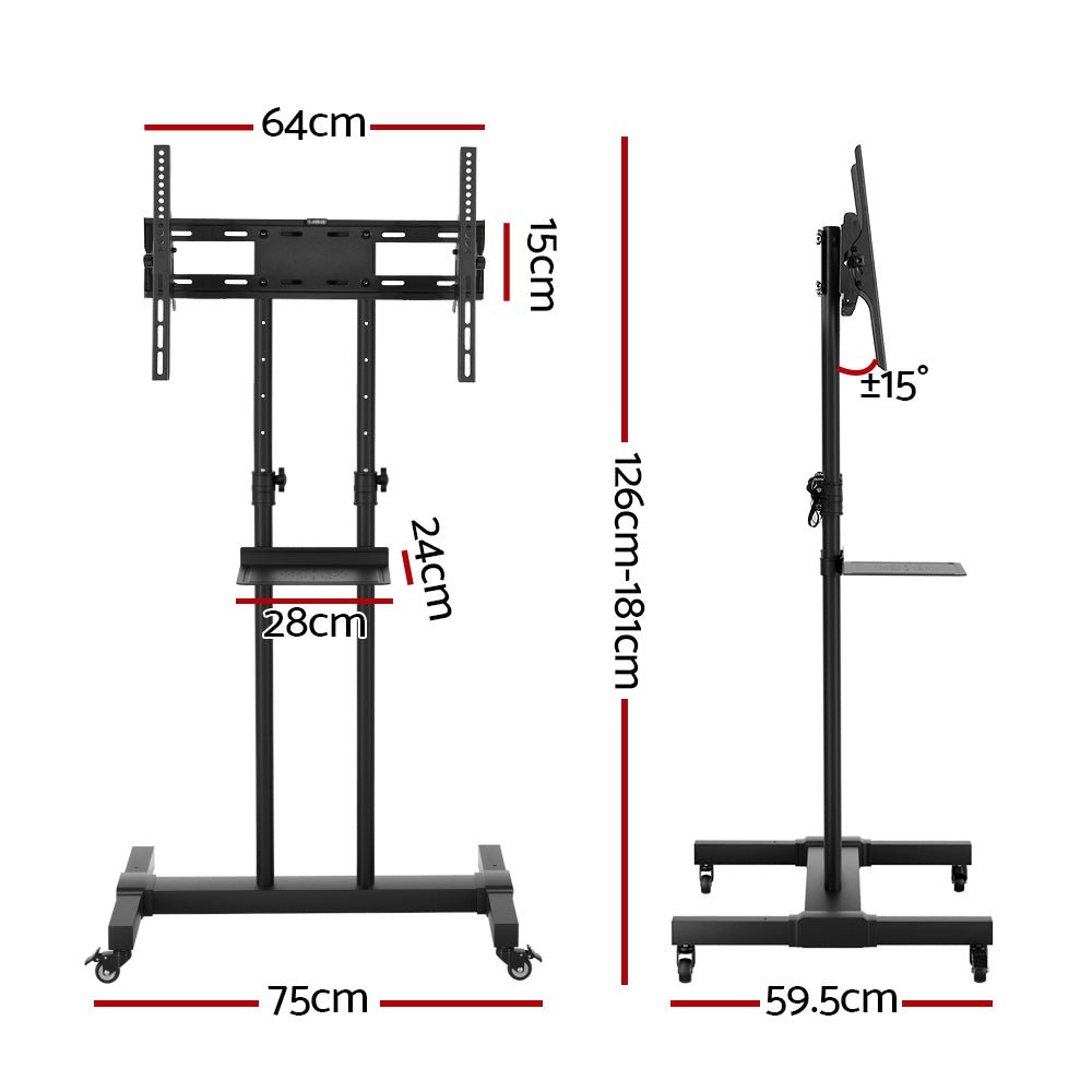 Mobile TV Stand for 23" - 65" TVs Mount Bracket Portable Solid Trolley Cart - Furniture > Living Room > TV Units - Rivercity House & Home Co. (ABN 18 642 972 209) - Affordable Modern Furniture Australia