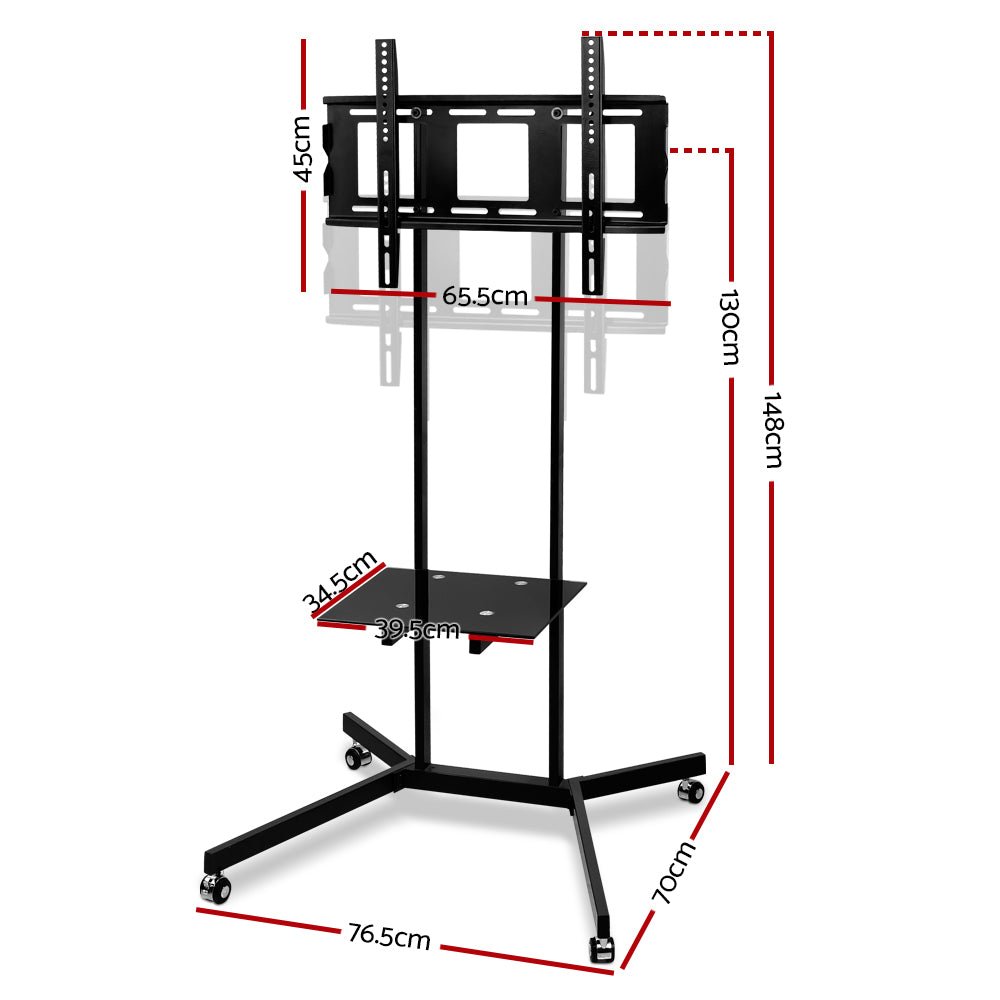 Mobile TV Stand for 32" - 65" TVs Mount Bracket Portable Shelf Trolley Cart - Furniture > Living Room > TV Units - Rivercity House & Home Co. (ABN 18 642 972 209) - Affordable Modern Furniture Australia