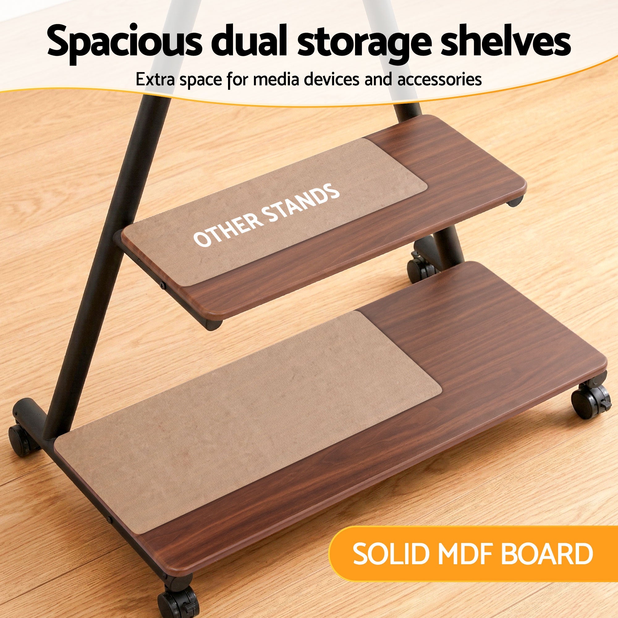 Mobile TV Stand Rolling Cart Wheels 32 - 75" Heavy Duty 133kg Mount Bracket - Furniture > Living Room > TV Units - Rivercity House & Home Co. (ABN 18 642 972 209) - Affordable Modern Furniture Australia