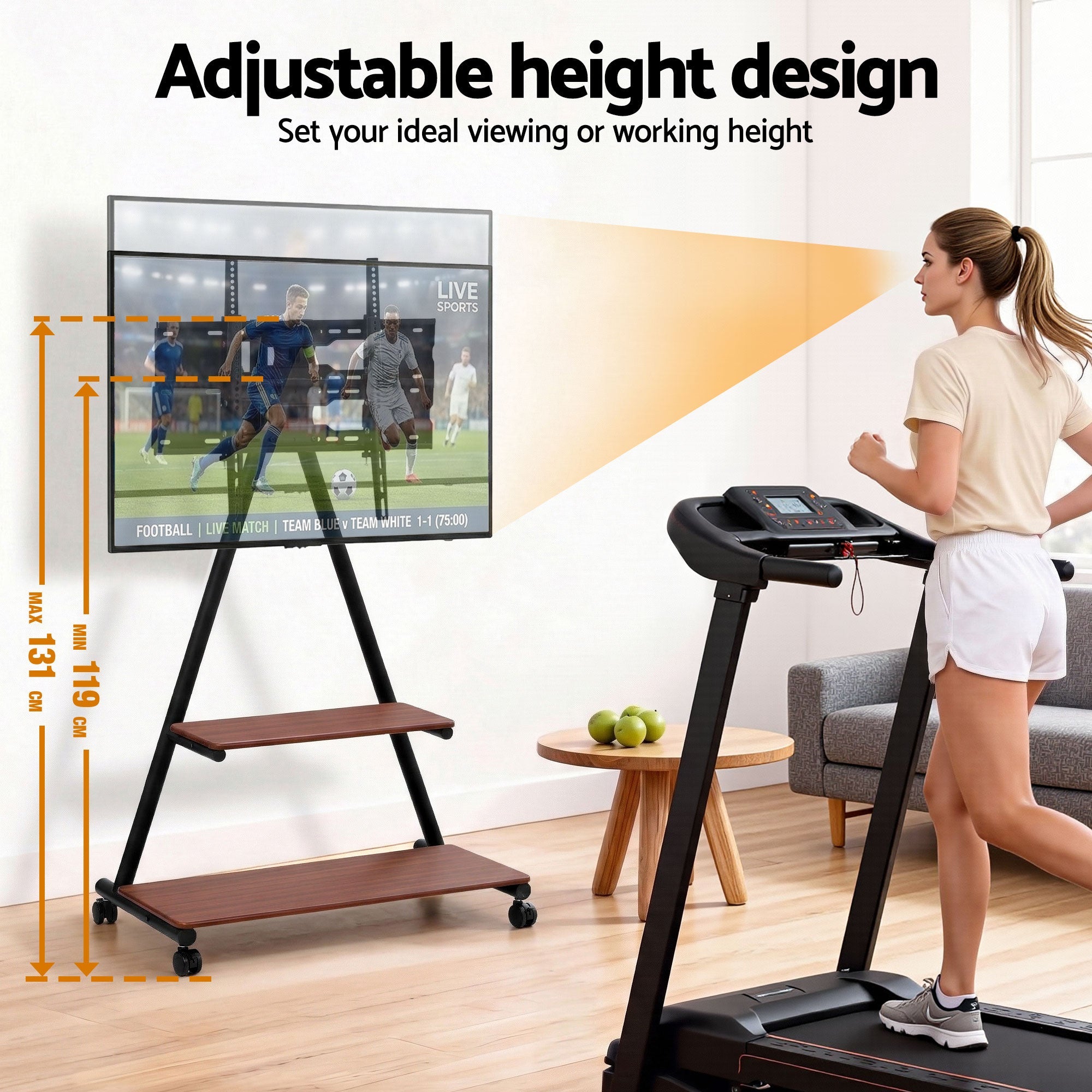 Mobile TV Stand Rolling Cart Wheels 32 - 75" Heavy Duty 133kg Mount Bracket - Furniture > Living Room > TV Units - Rivercity House & Home Co. (ABN 18 642 972 209) - Affordable Modern Furniture Australia