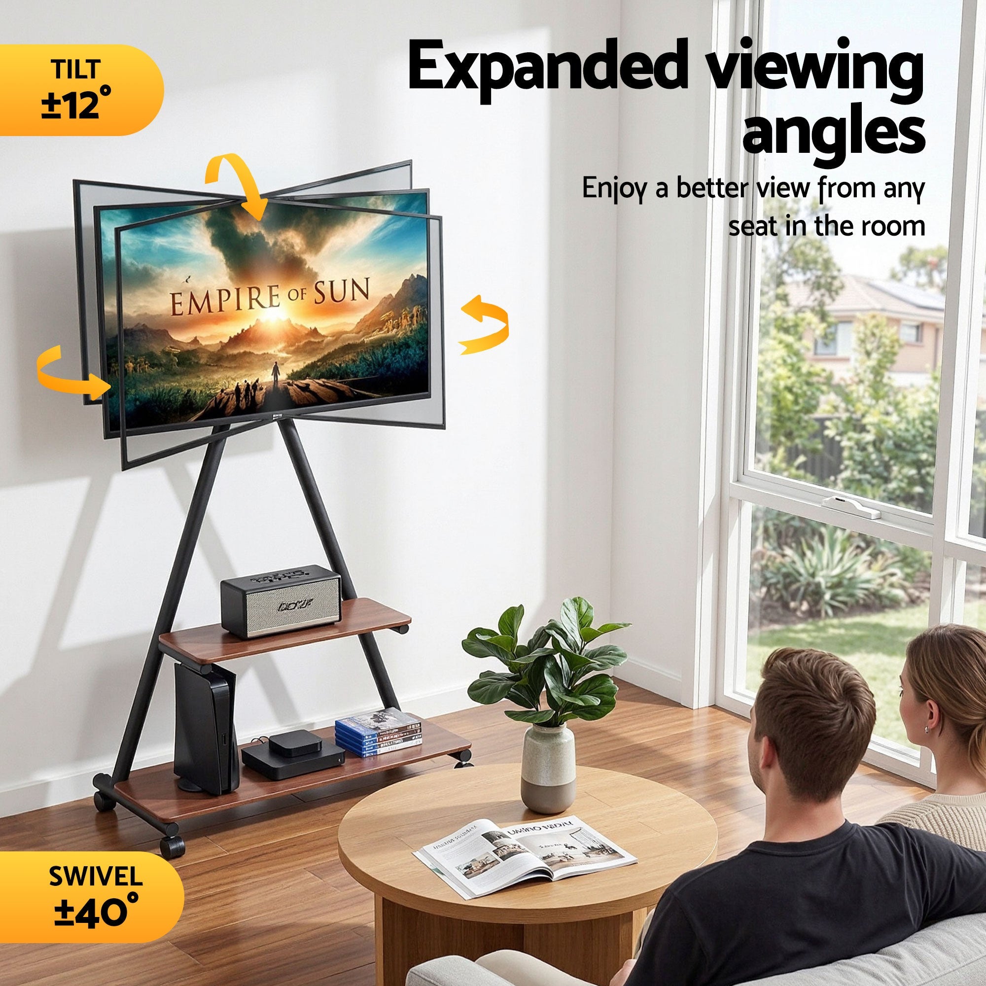 Mobile TV Stand Rolling Cart Wheels 32 - 75" Heavy Duty 133kg Mount Bracket - Furniture > Living Room > TV Units - Rivercity House & Home Co. (ABN 18 642 972 209) - Affordable Modern Furniture Australia