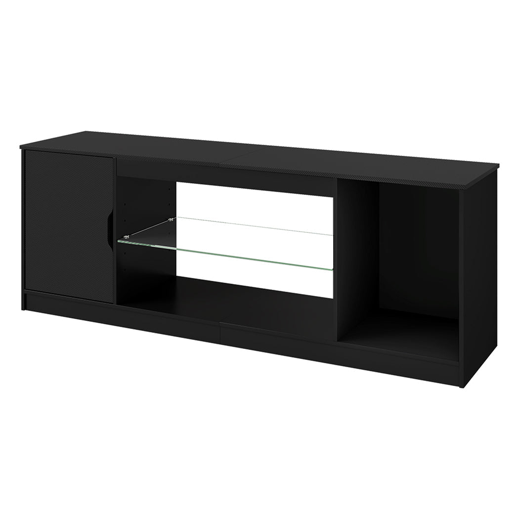 Modern 140cm TV Stand Storage with LED Lighting - Black - Rivercity House & Home Co. (ABN 18 642 972 209) - Affordable Modern Furniture Australia