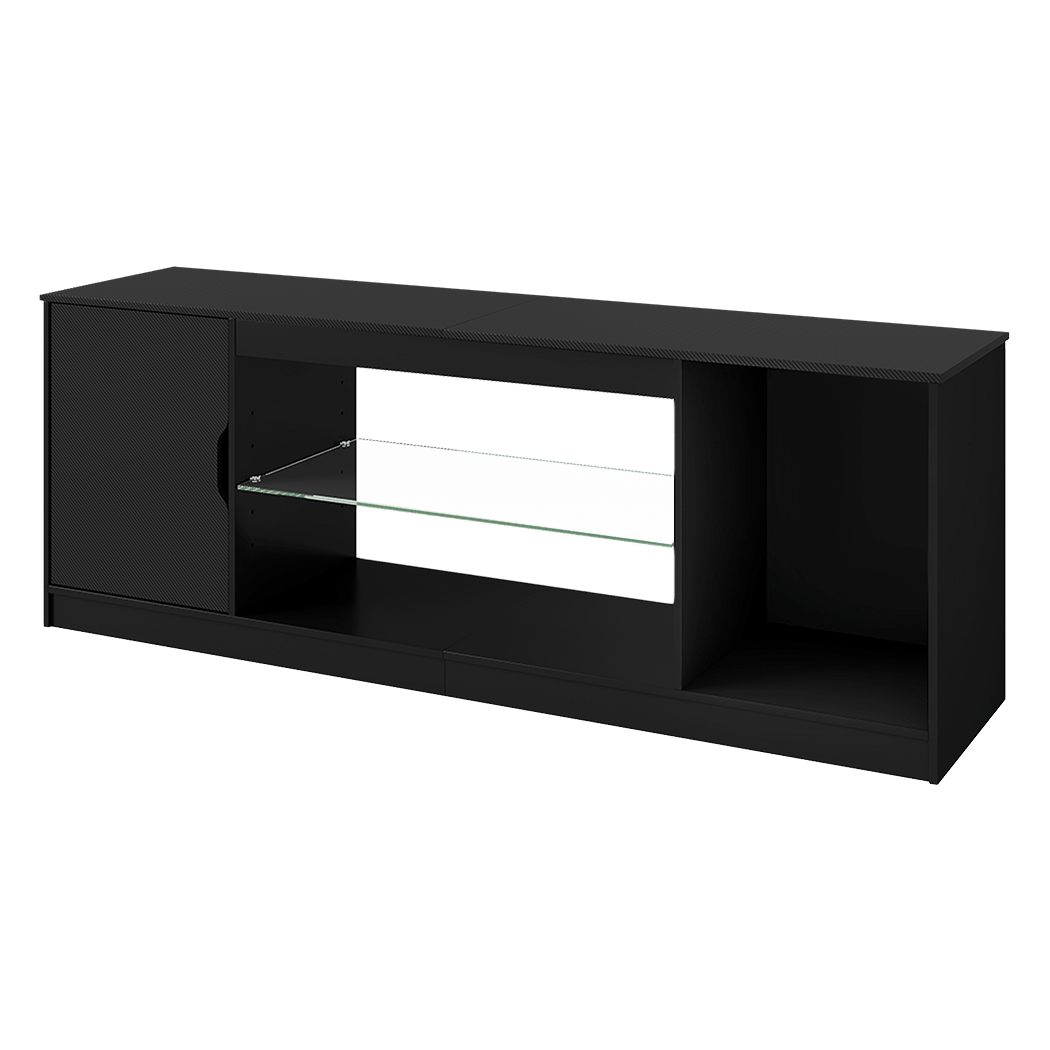 Modern 140cm TV Stand Storage with LED Lighting - Black - Rivercity House & Home Co. (ABN 18 642 972 209) - Affordable Modern Furniture Australia