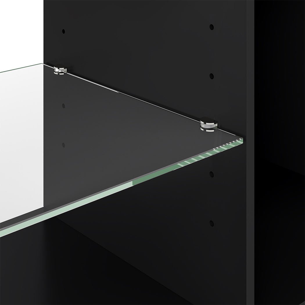 Modern 140cm TV Stand Storage with LED Lighting - Black - Rivercity House & Home Co. (ABN 18 642 972 209) - Affordable Modern Furniture Australia